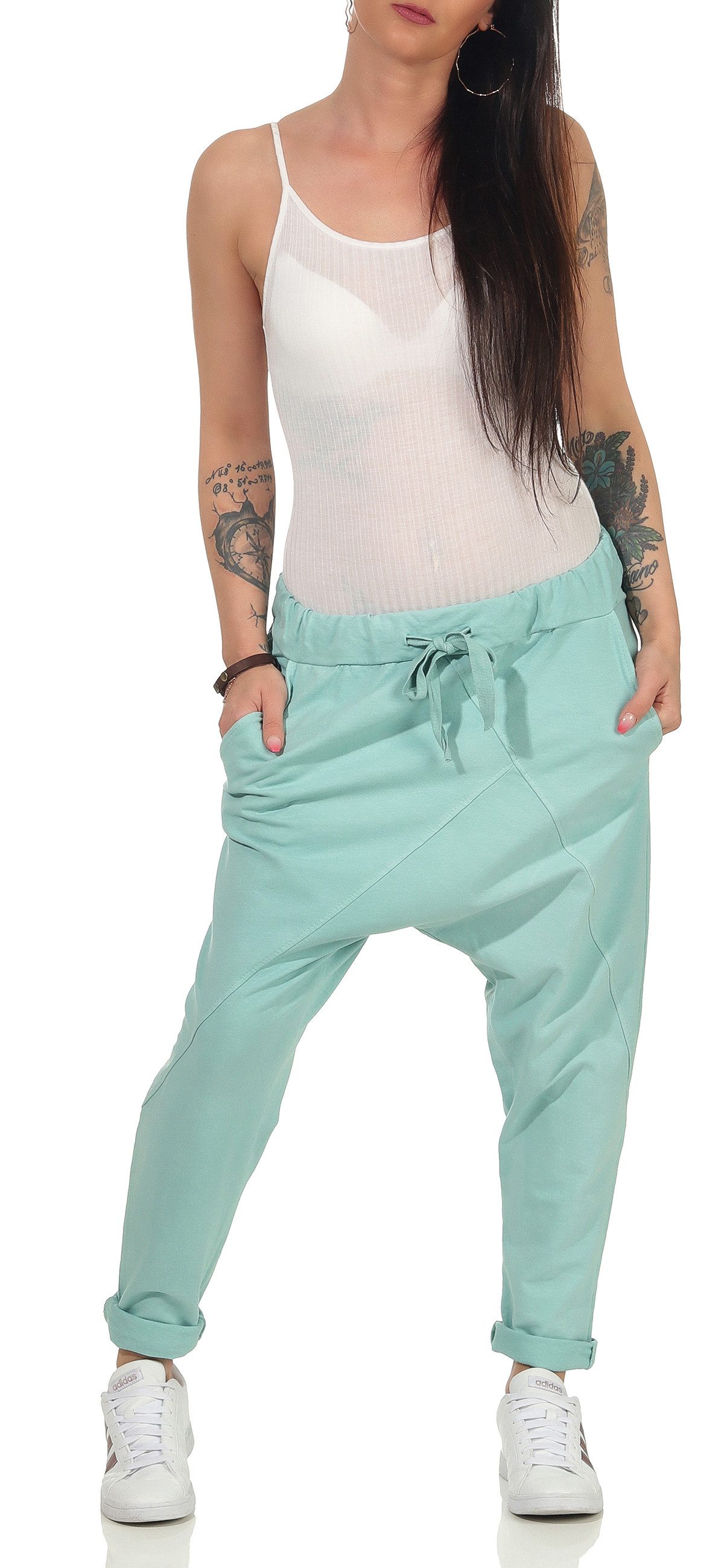 CLEO STYLE Jogginghose Damen Jogginghose 104 Mint Elastikbund mit Tunnelzug, Unifarben