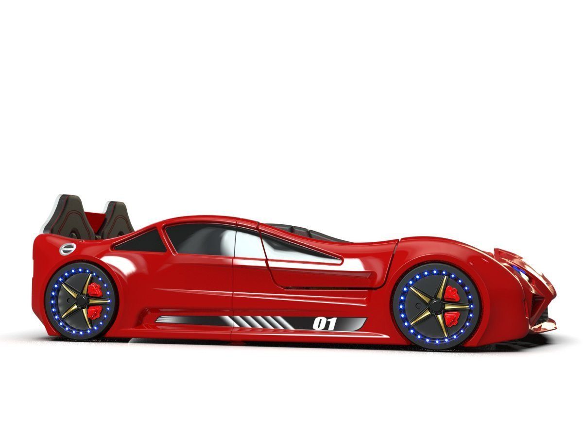 Aktürk Autobett Kinderbett Autobett Lambo Model mit Flügeltüren, Beleuchtung und Sound