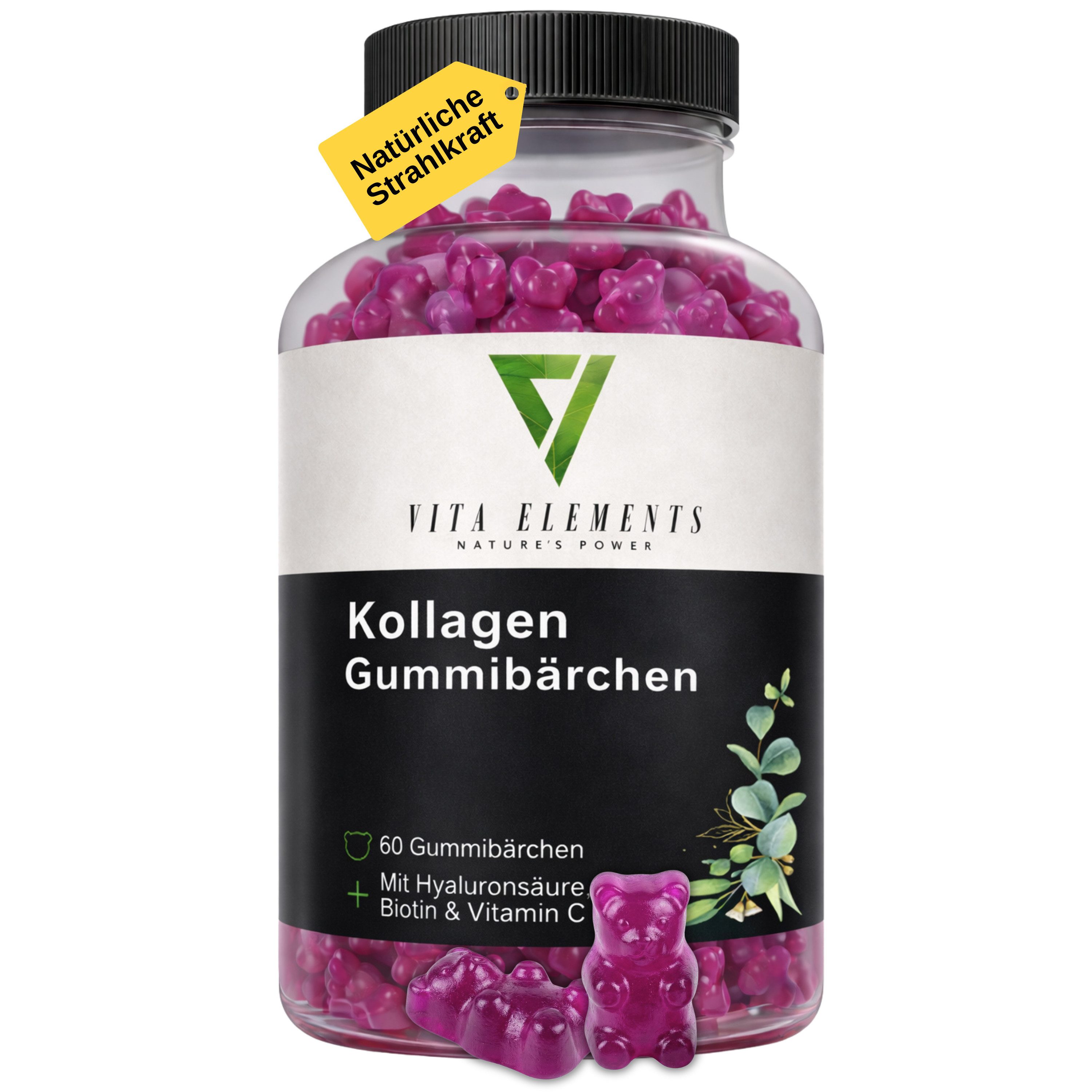 Vita Elements Kollagen Gummibärchen, 60 St., Glutenfrei ohne Gentechnik Laborgeprüft in Deutschland Gummies