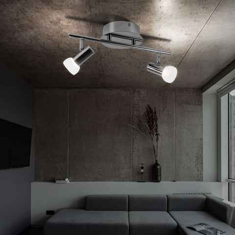 EGLO LED Deckenspot, LED-Leuchtmittel fest verbaut, Warmweiß, LED Chrom Decken Leuchte Wohn Zimmer Strahler Beleuchtung Glas Spots