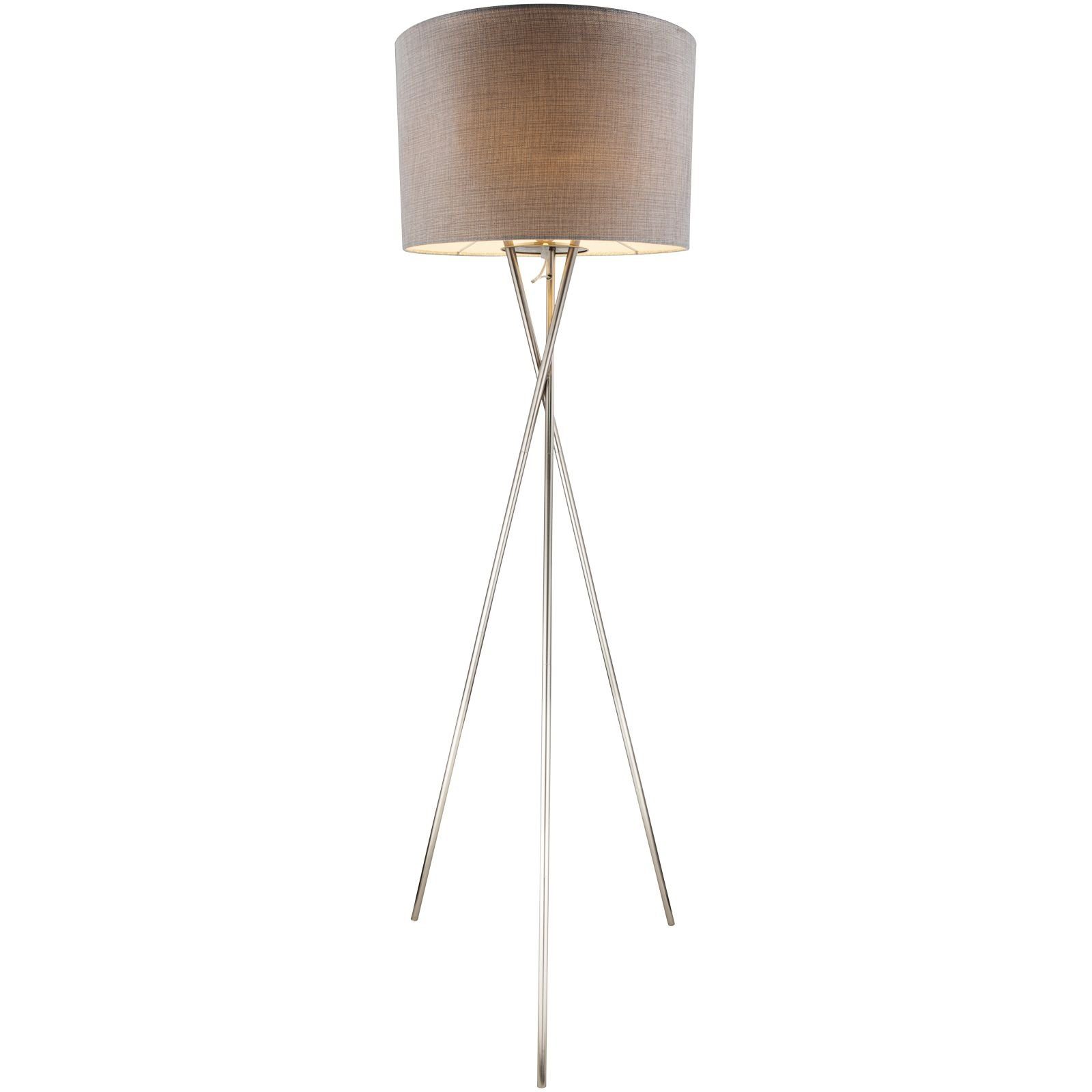 Standleuchte, Lampe, Dreibein, ist Esszimmer, grau Küche, Leuchtmittel, modern, Flur, GLOBO Stehlampe Standlampe modern Stehlampe Lichtfarbe E27 Globo Schlafzimmer, Leuchtmittel, vom Textil, Stehleuchte ohne abhängig Wohnzimmer