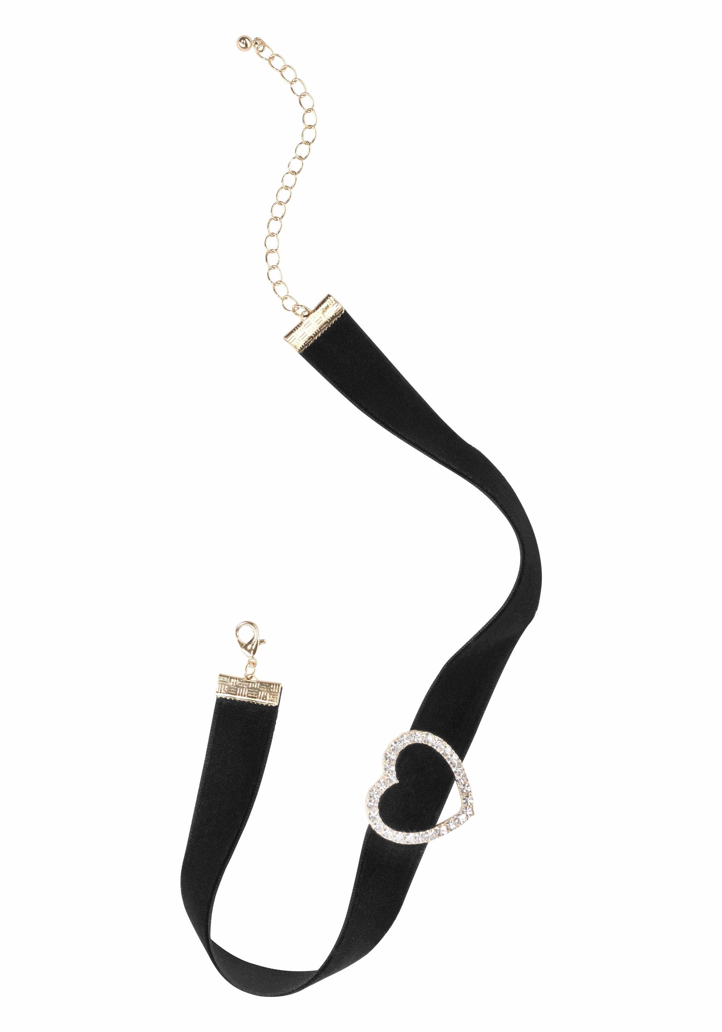 Firetti Choker aus schwarzem Samt mit Herz Element, mit Glasstein