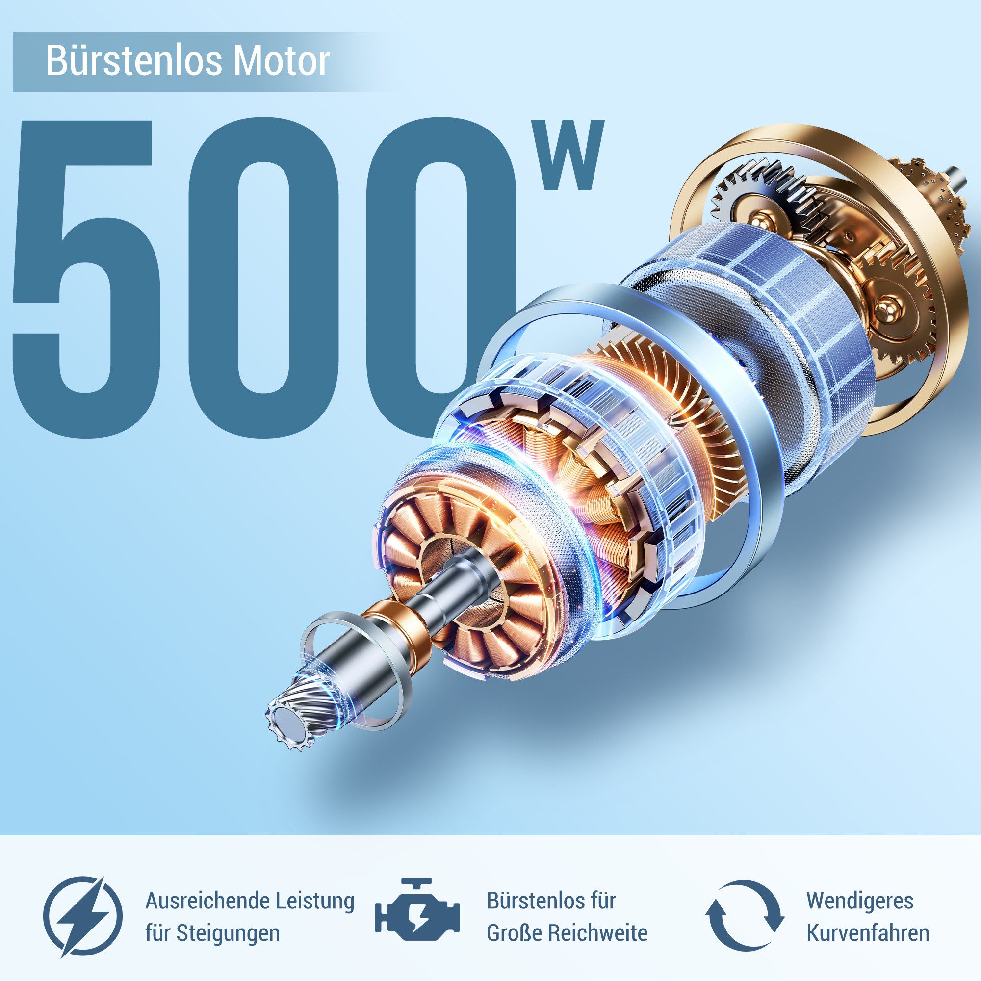 Vankel Elektrorollstuhl L003 Faltbar Leicht 500W Motor & 25km Reichweite, 24V13Ah Akku, 2x250W, 6,00 km/h E-Rollstuhl