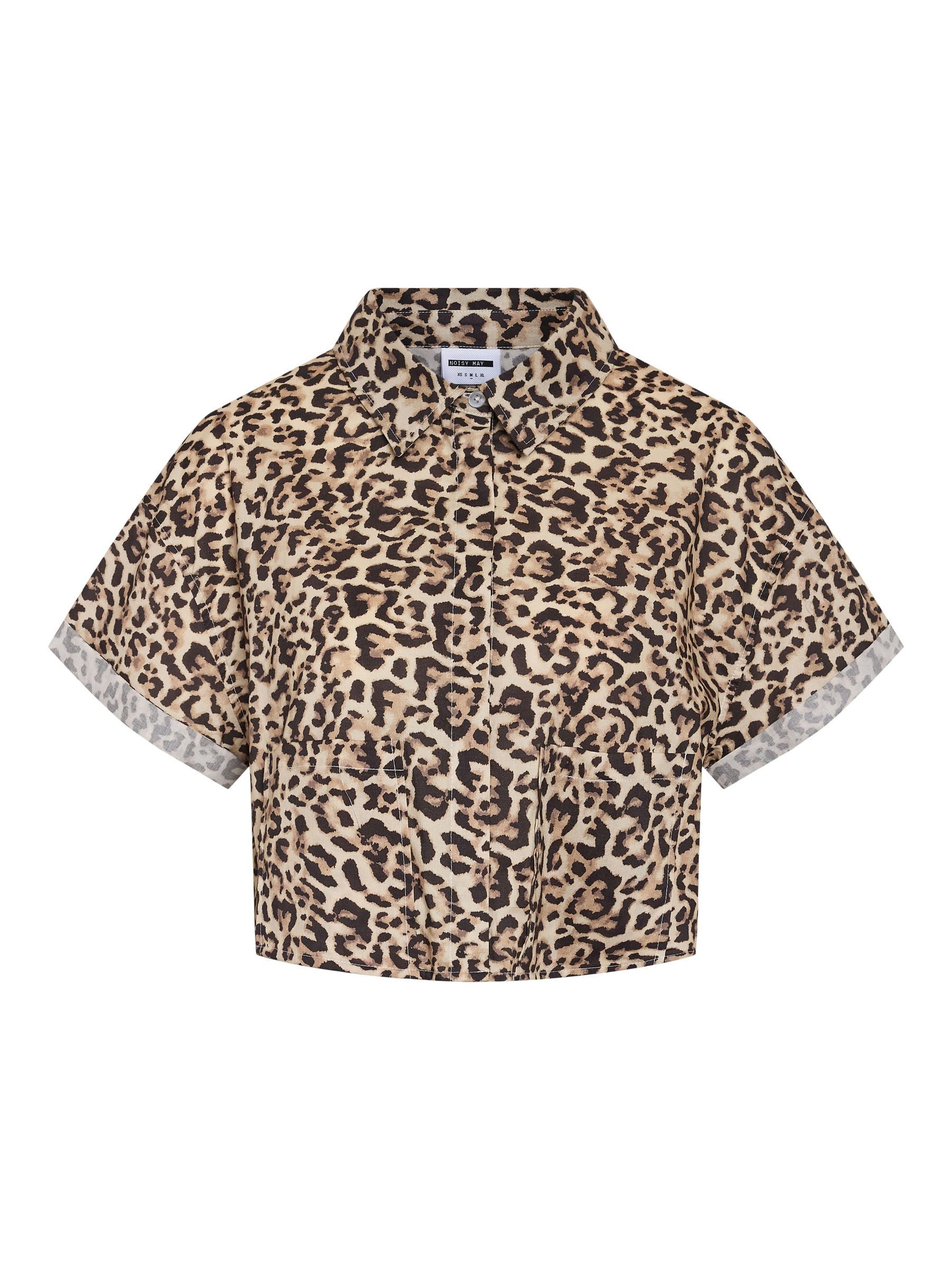 Noisy may Блузкиshirt Modisches Cropped-Design mit Leopard Print NMPEYTON S/S CROPPED SHIRT WVN