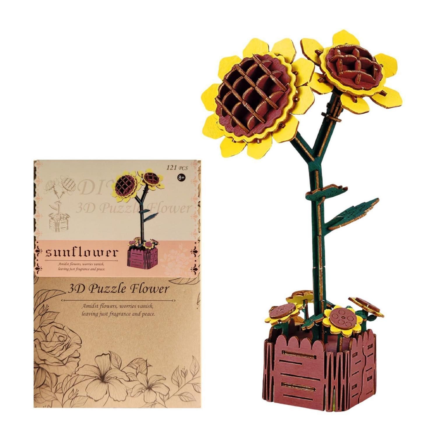 LuxusKollektion 3D-Puzzle 3D Puzzle Sonnenblume Holzmodell DIY Blume, Puzzleteile