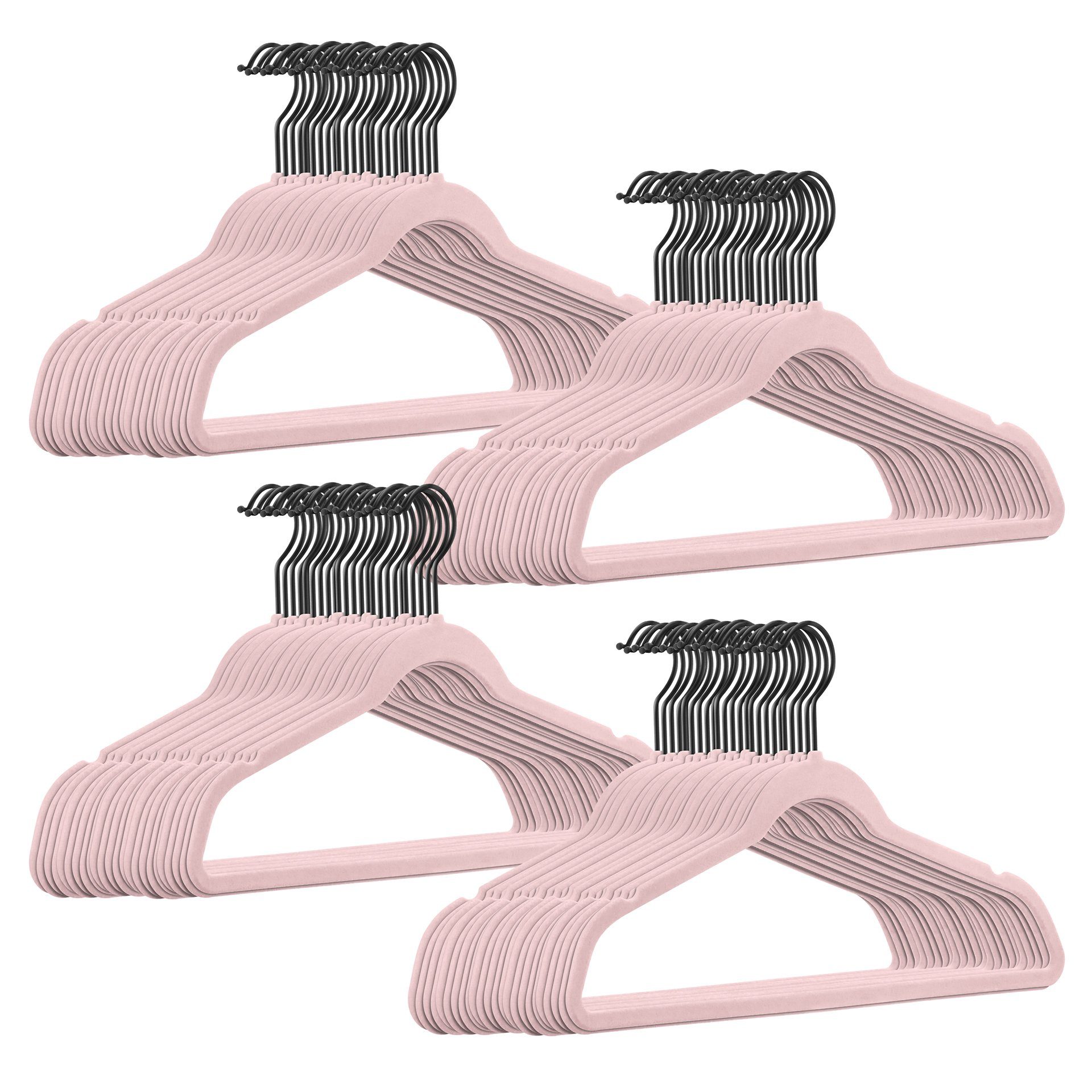 StickandShine Kleiderbügel Samt Kleiderbügel 100 Stück verschiedenen Farben mit schwarzem Haken, (Spar-Set), Designbügel