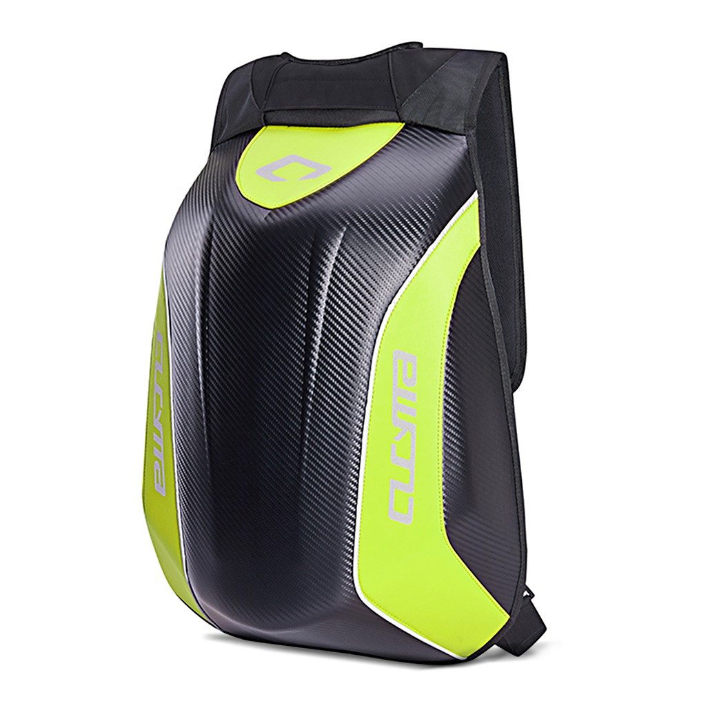 Bagtecs Rucksack Motorrad Hartschalen Rucksack # Carbon 30L neon gelb