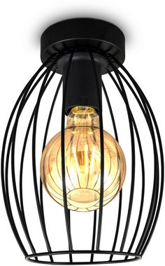 B.K.Licht Deckenleuchte Retro Deckenlampe, Schwarz, ohne Leuchtmittel, Metall, E27-Fassung, ohne Leuchtmittel, Ø17,5cm