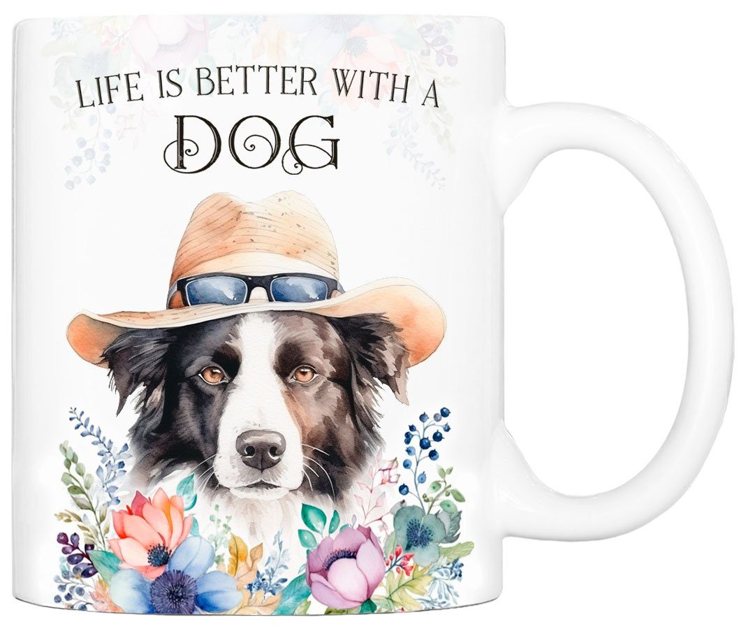 BORDER 330 - Keramik, Tasse Hundefreunde, mit bedruckt, COLLIE Kaffeetasse beidseitig für Hunderasse, handgefertigt, Geschenk, Cadouri ml