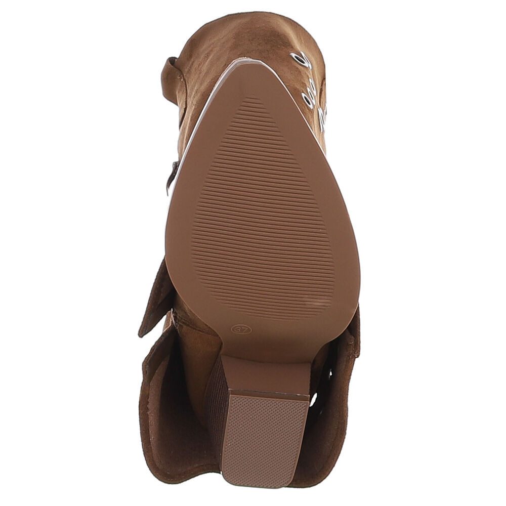 Ital-Design Modische Stiefel mit Metallösendetails für Damen Westernstiefel (91261250) Blockabsatz Stiefel in Braun