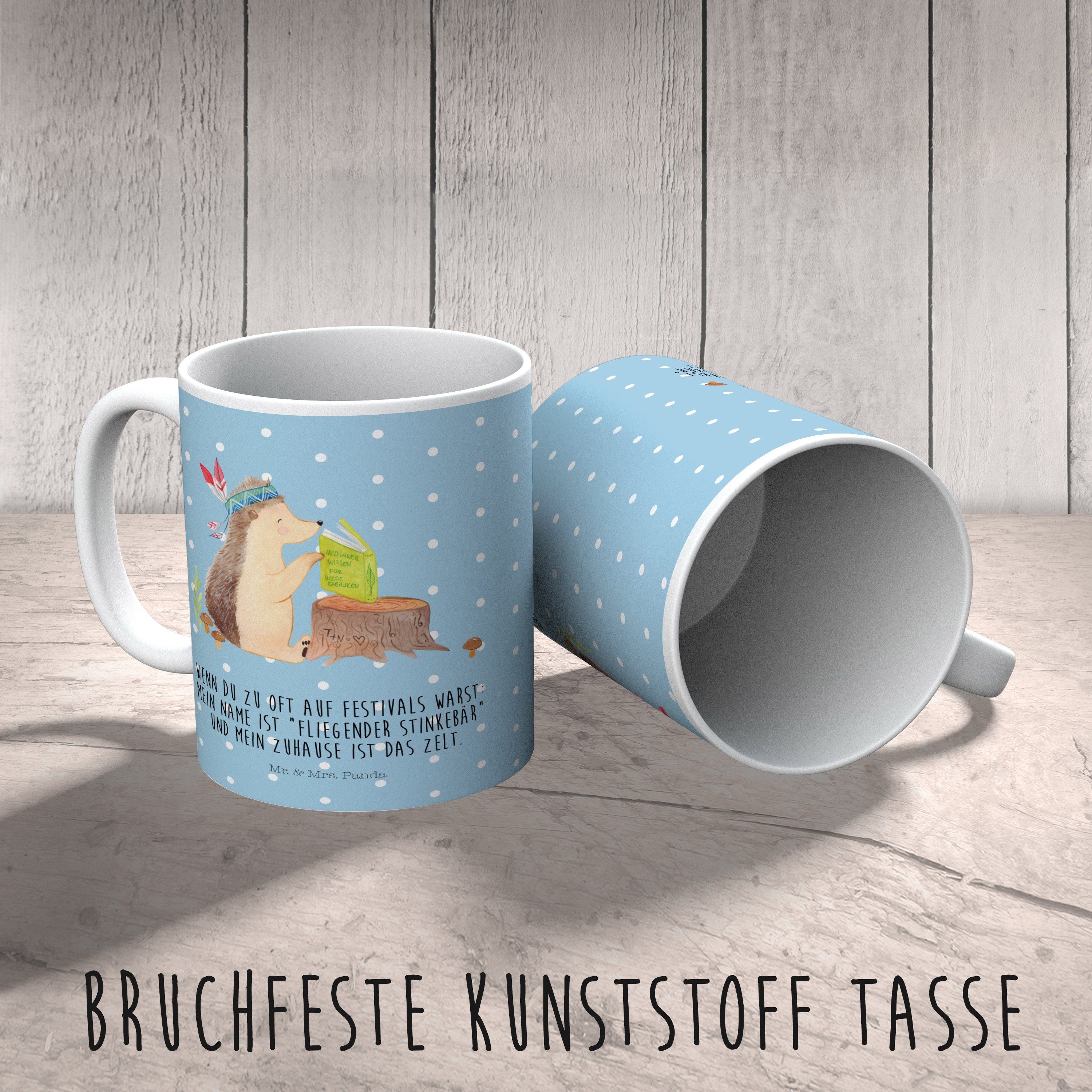 Mrs. Kunststoff Blau Igel - Federkopfschmuck mit & Geschenk, Pastell Kinderbecher Mr. - Ku, Kinderbecher, Panda