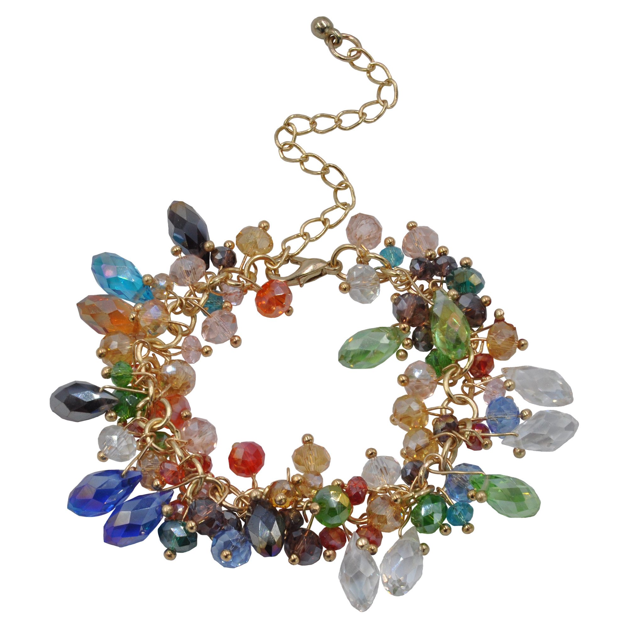 Steuer Armband goldfarben mit bunten Glassteinen