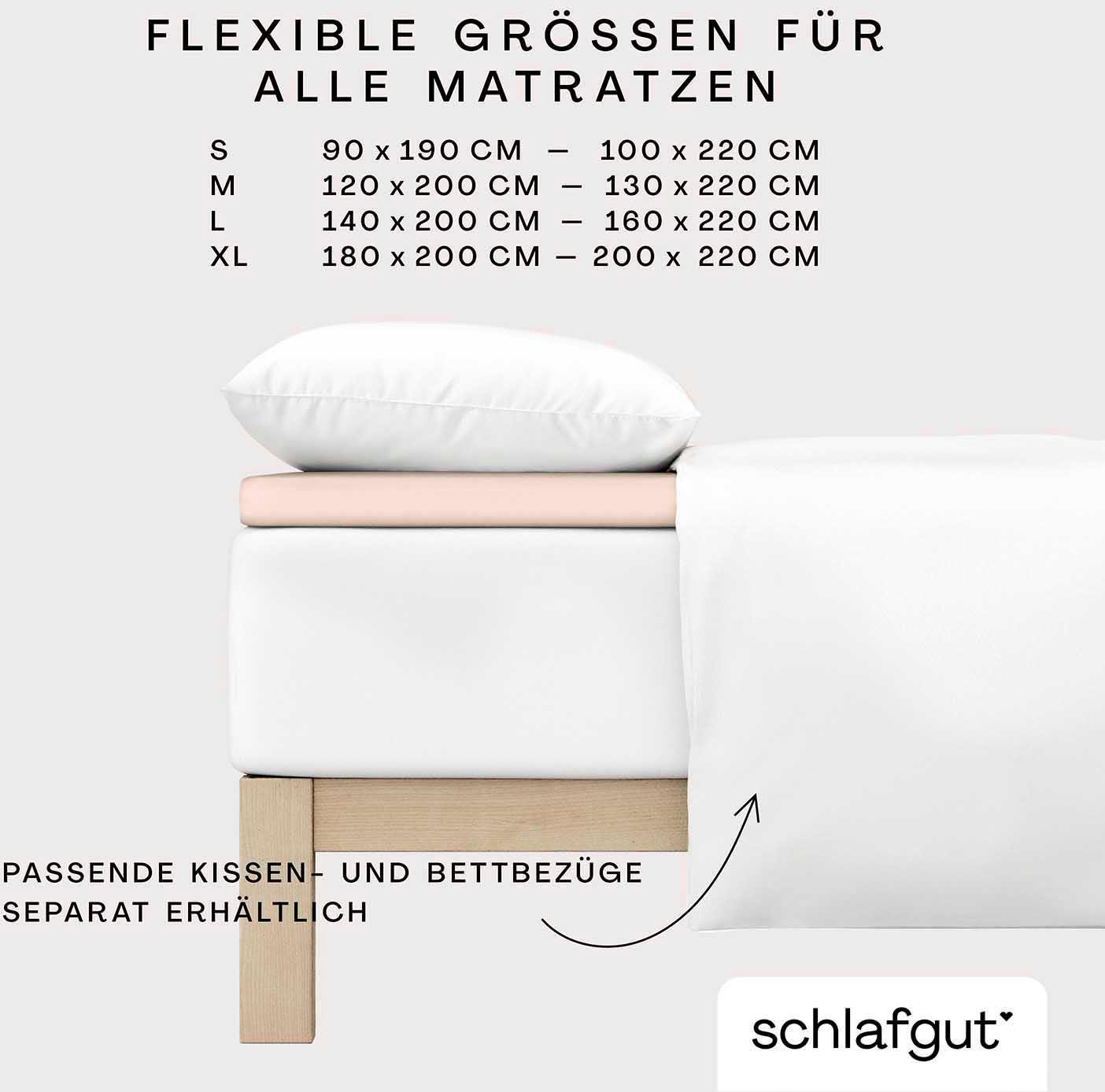 Schlafgut Spannbettlaken PURE TOPPER Bio-Baumwolle mit Elasthan 170 g/m² für Topper bis 10 cm, Jersey-Elasthan, Gummizug: rundum, (1 Stück), PREMIUM Laken für Matratzen bis 10 cm Höhe, dehnbar, blickdicht