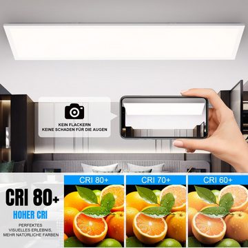 oyajia LED Deckenleuchte LED Dimmbare Deckenleuchte, 40W RGB Backlight Deckenlampe Flach Panel, LED fest integriert, Kaltweiß+Naturweiß+Warmweiß+RGB, 120x30cm, 12-Farben Backlight Deckenlampe für Schlafzimmer Wohnzimmer
