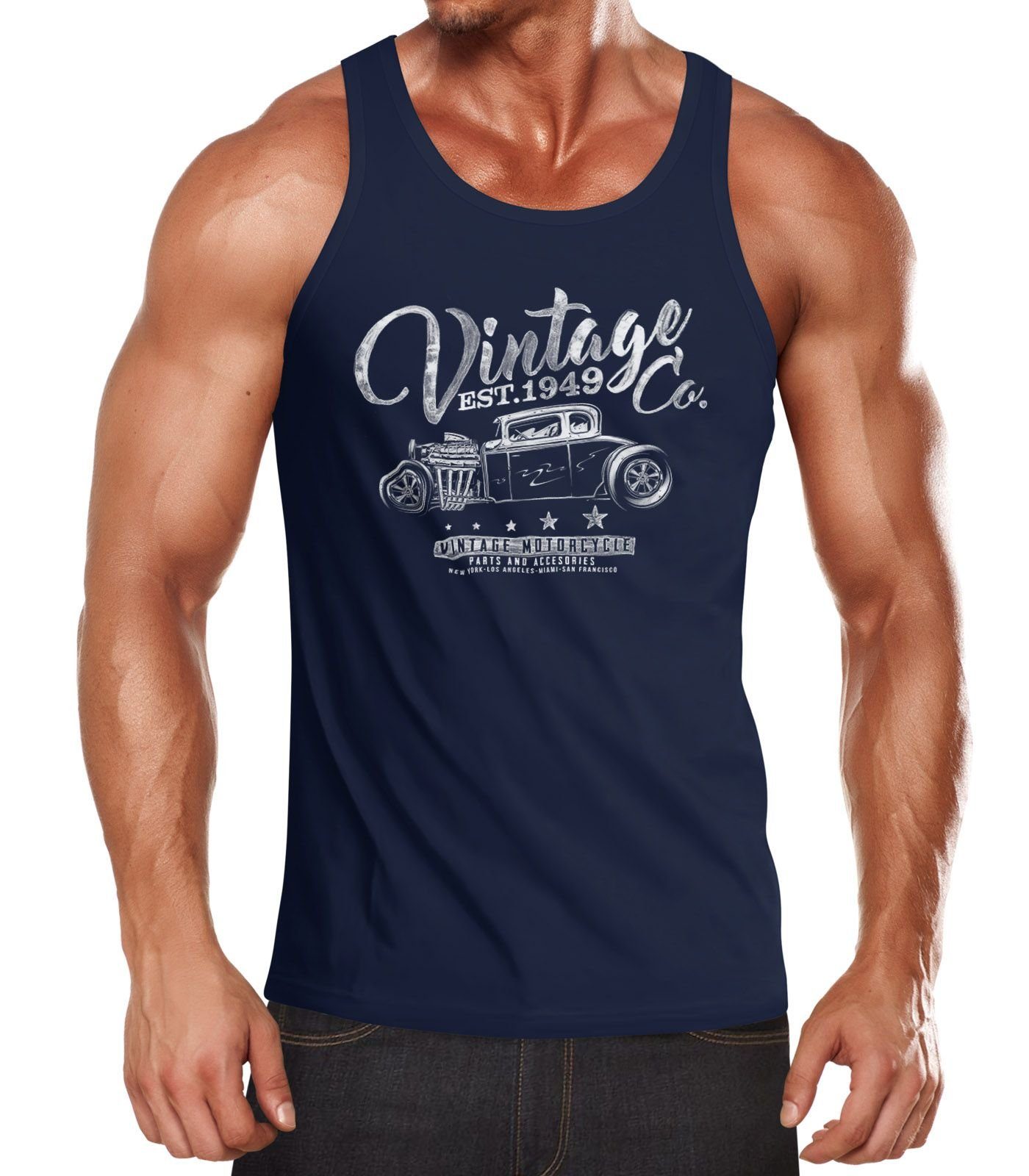 Neverless Tanktop Herren Tank Top Hot Rod Retro Auto Vintage Car Oldschool Mobile mit Print