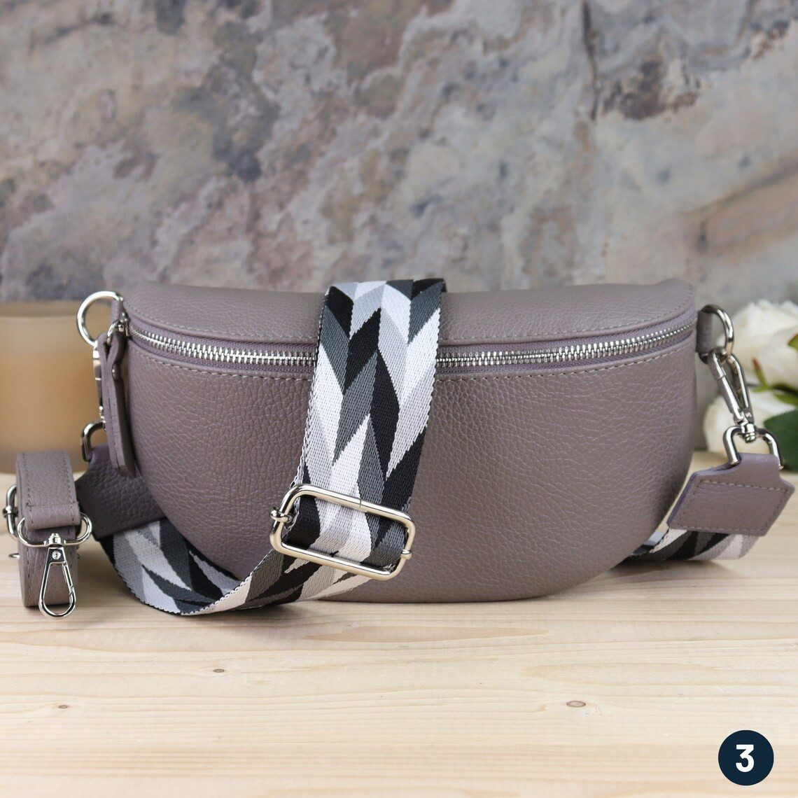 Blade Umhängetasche Bauchtasche Damen Echtleder Umhängetasche Brusttasche Gürteltasche, als Schultertasche tragbar mit Verstellbare Schultergurte