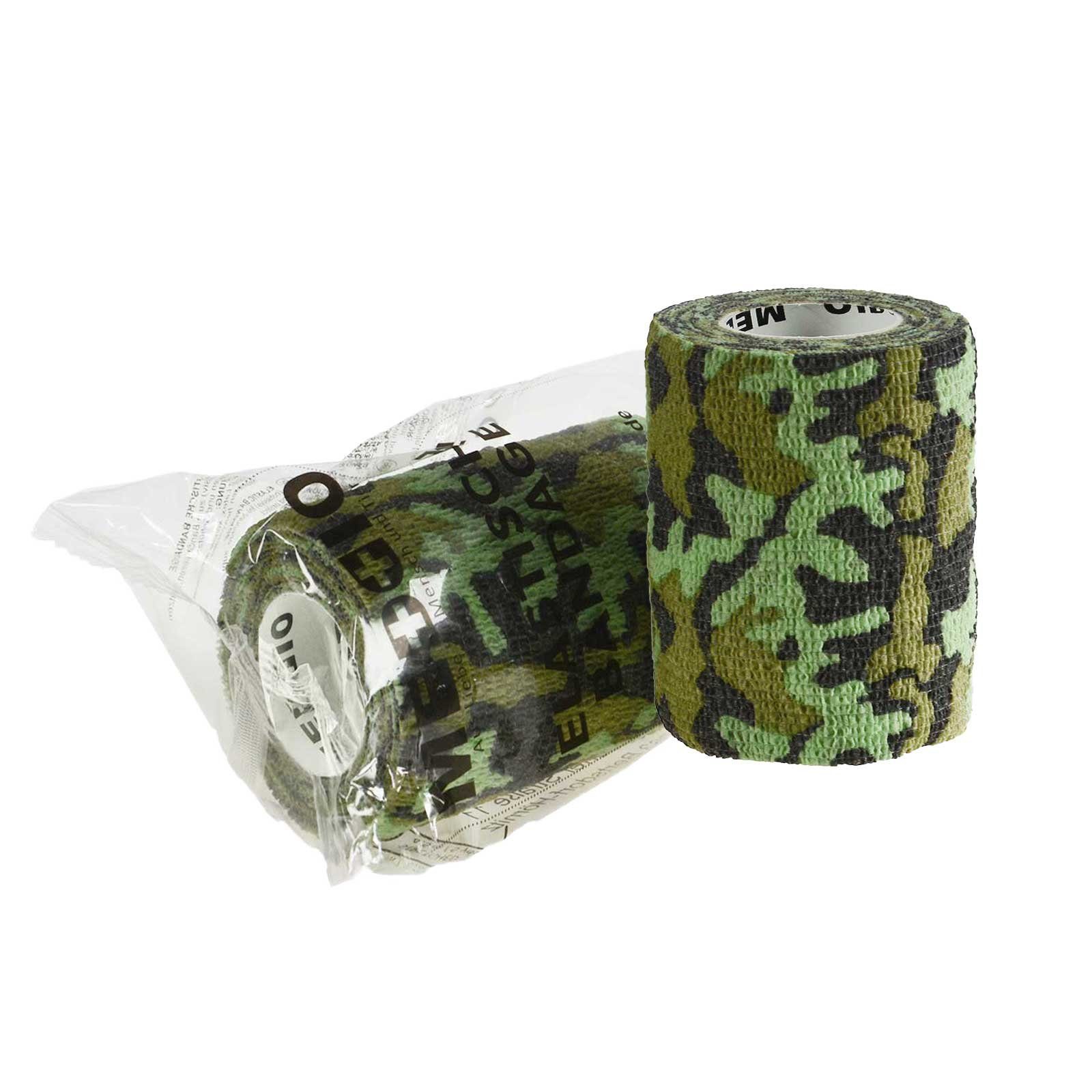 meDDio Pferdebandage Haftbandage Selbsthaftende Bandage 7,5cm x 4,5m Camouflage Grün