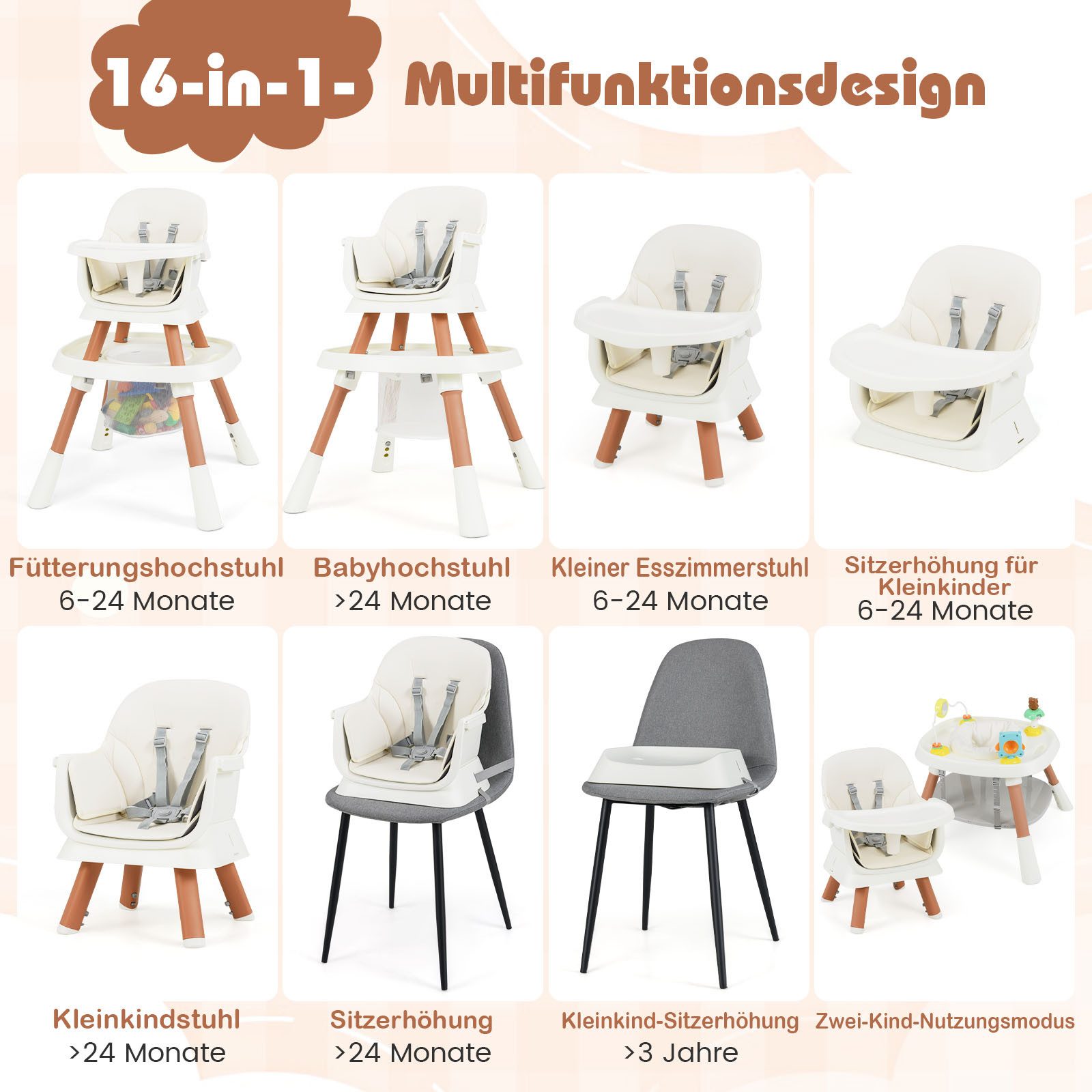 COSTWAY Hochstuhl (1 St), 16 in günstig online kaufen