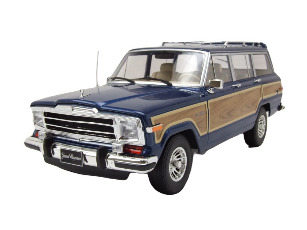 Modellauto Jeep Grand Wagoneer 1989 blau metallic