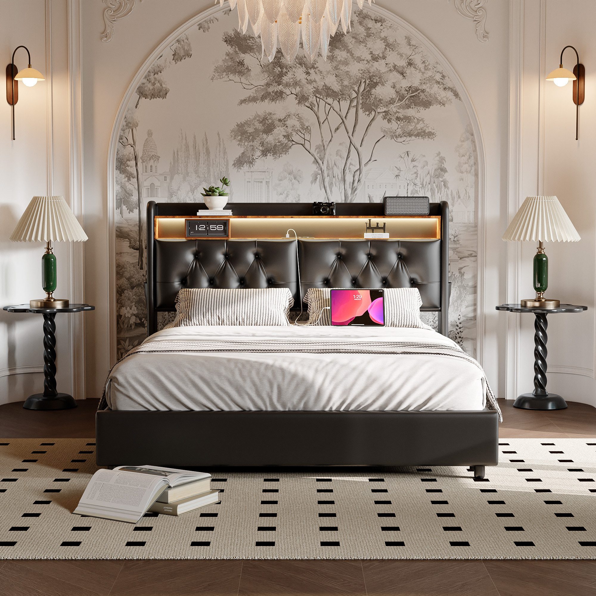 PXloue Stauraumbett LED Doppelbett, 160x200 mit günstig online kaufen