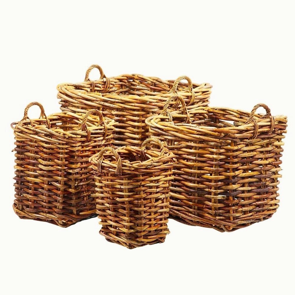 Dekokorb Dickes CL Rattan Korb CESTINO natural ca.35x40cm Griffe Pflanzkorb