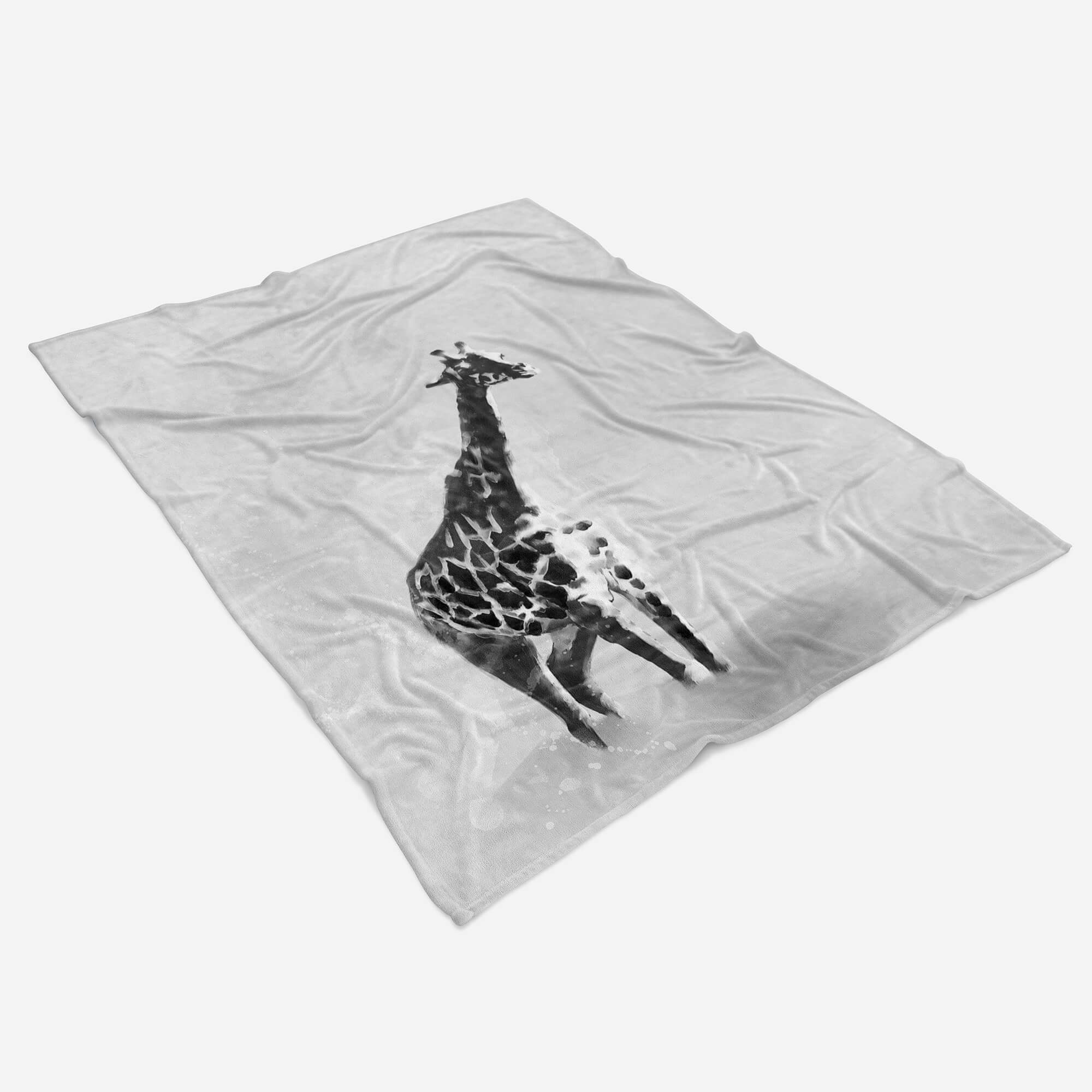 Grau Handtücher Baumwolle-Polyester-Mix Handtuch Handtuch Strandhandtuch Sinus Saunatuch Art Giraffe Kuscheldecke (1-St), Motiv,