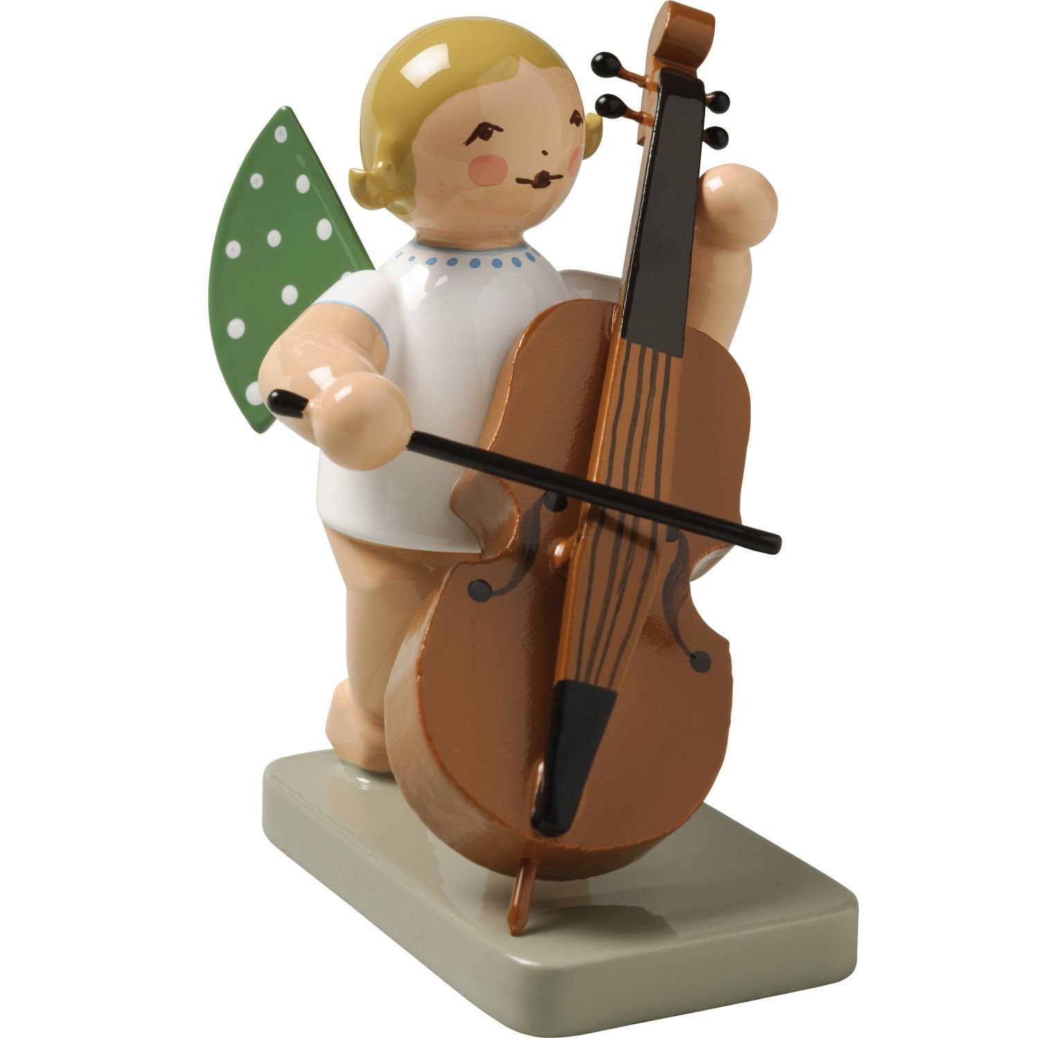 Wendt & Kühn Weihnachtsfigur Engel mit Kontrabass 650/7, Haarfarbe zufällig blond oder braunhaarig