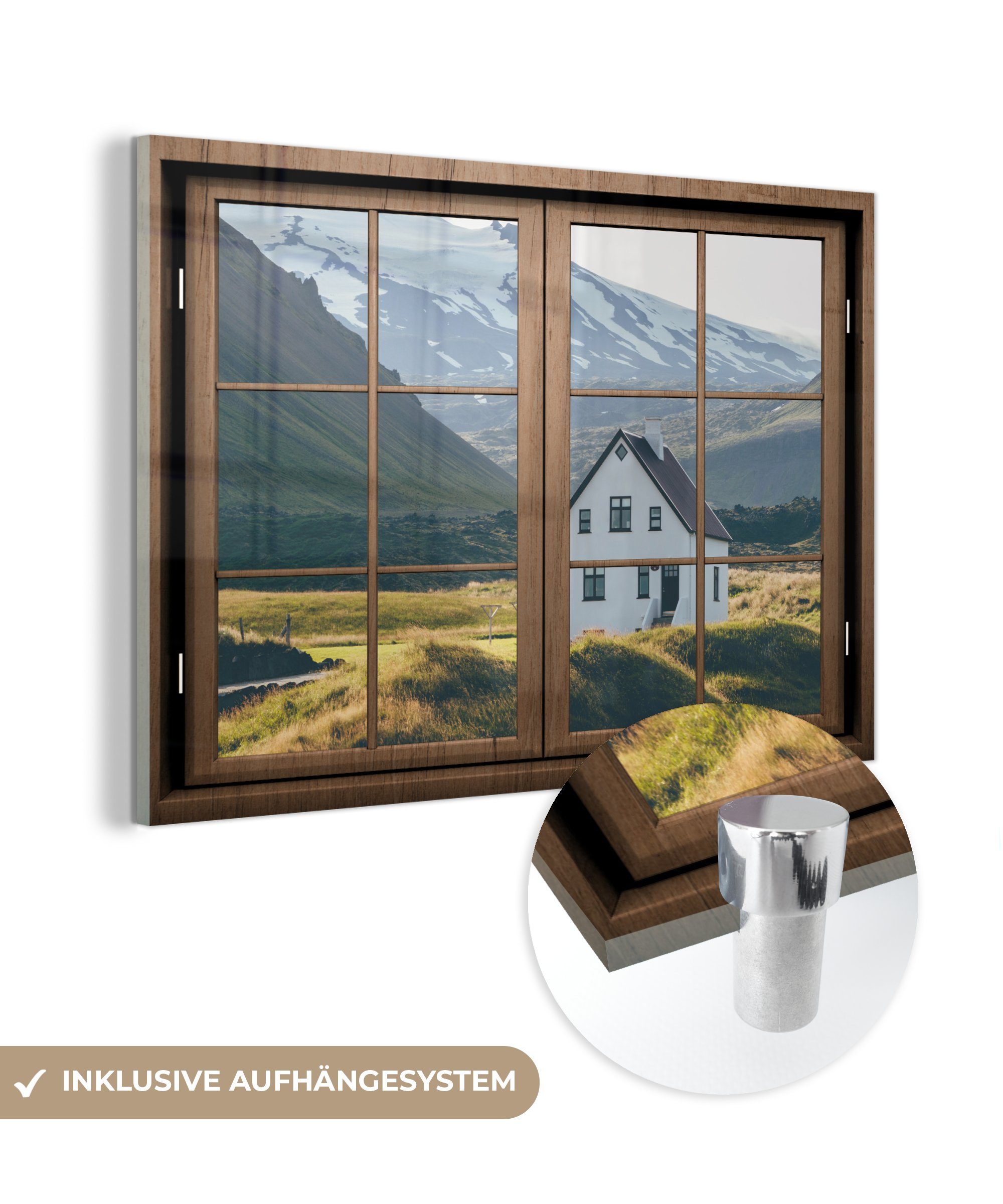 MuchoWow Acrylglasbild Aussicht - Haus - Berg, (1 St), Glasbilder - Bilder auf Glas Wandbild - Foto auf Glas - Wanddekoration