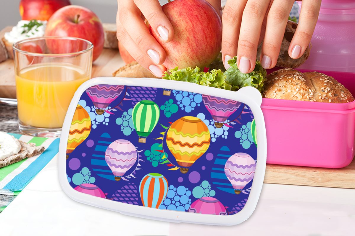 Mädchen, Erwachsene, - - (2-tlg), Kunststoff Ballon Kinder Kinder, Kunststoff, Brotbox - MuchoWow - Muster Regenbogen für Brotdose Lunchbox Abstrakt, Snackbox, rosa