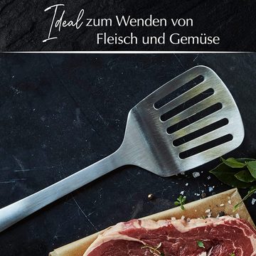 MAVURA Pfannenwender Edelstahl Wender Pfannenheber Küchenhelfer Bratenwender Grillwender Bratenheber Fleischwender Pfannenschaufel Silber