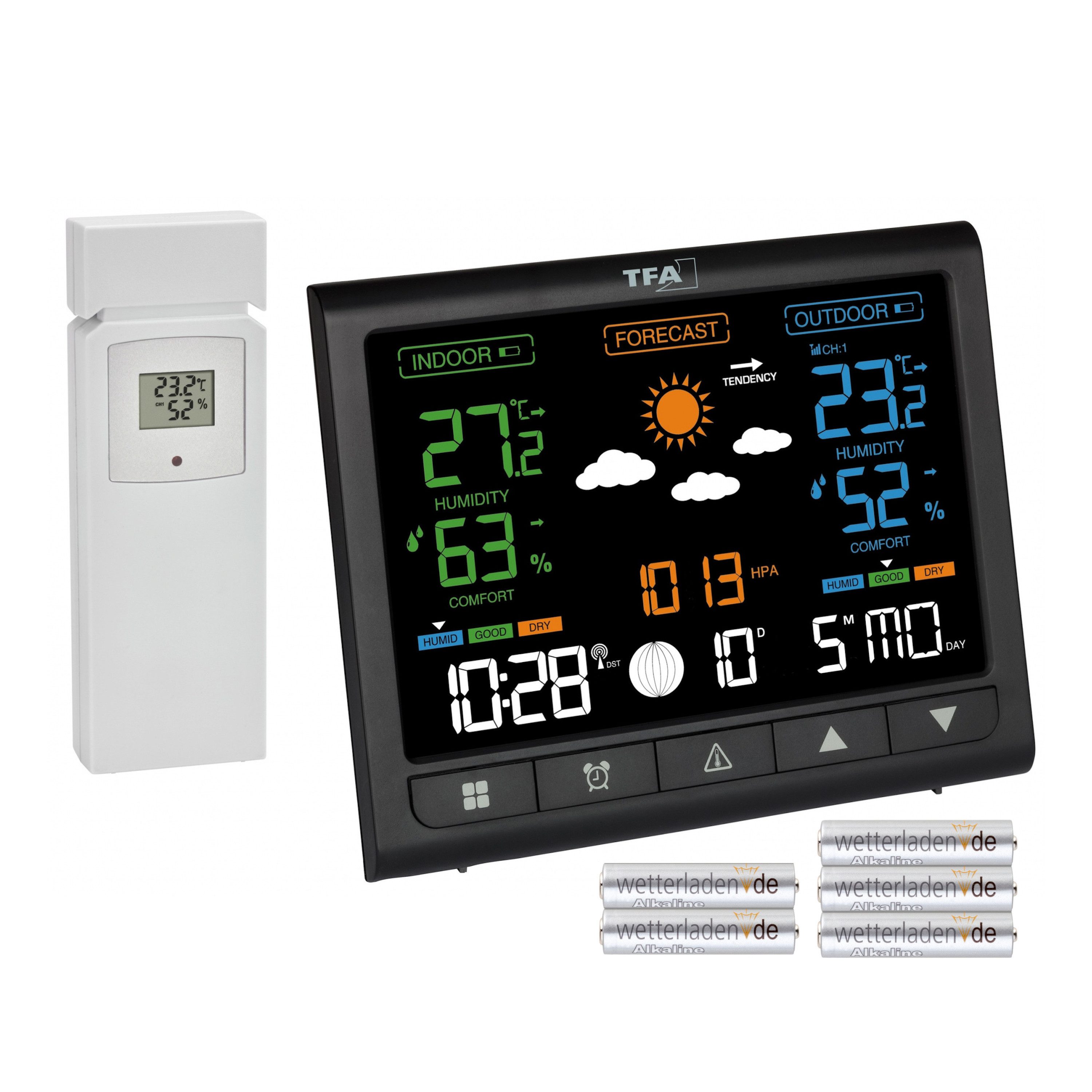 TFA Dostmann TFA 35.1171.01 Contrast mit VA Farbdisplay und Wetterprognose Funkwetterstation