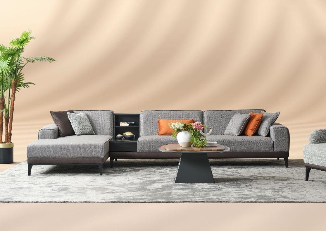 Sofa 2 Made Modern, Europa in Grau Couch Ecksofa Ecksofa L Große Teile, Wohnlandschaft JVmoebel Form