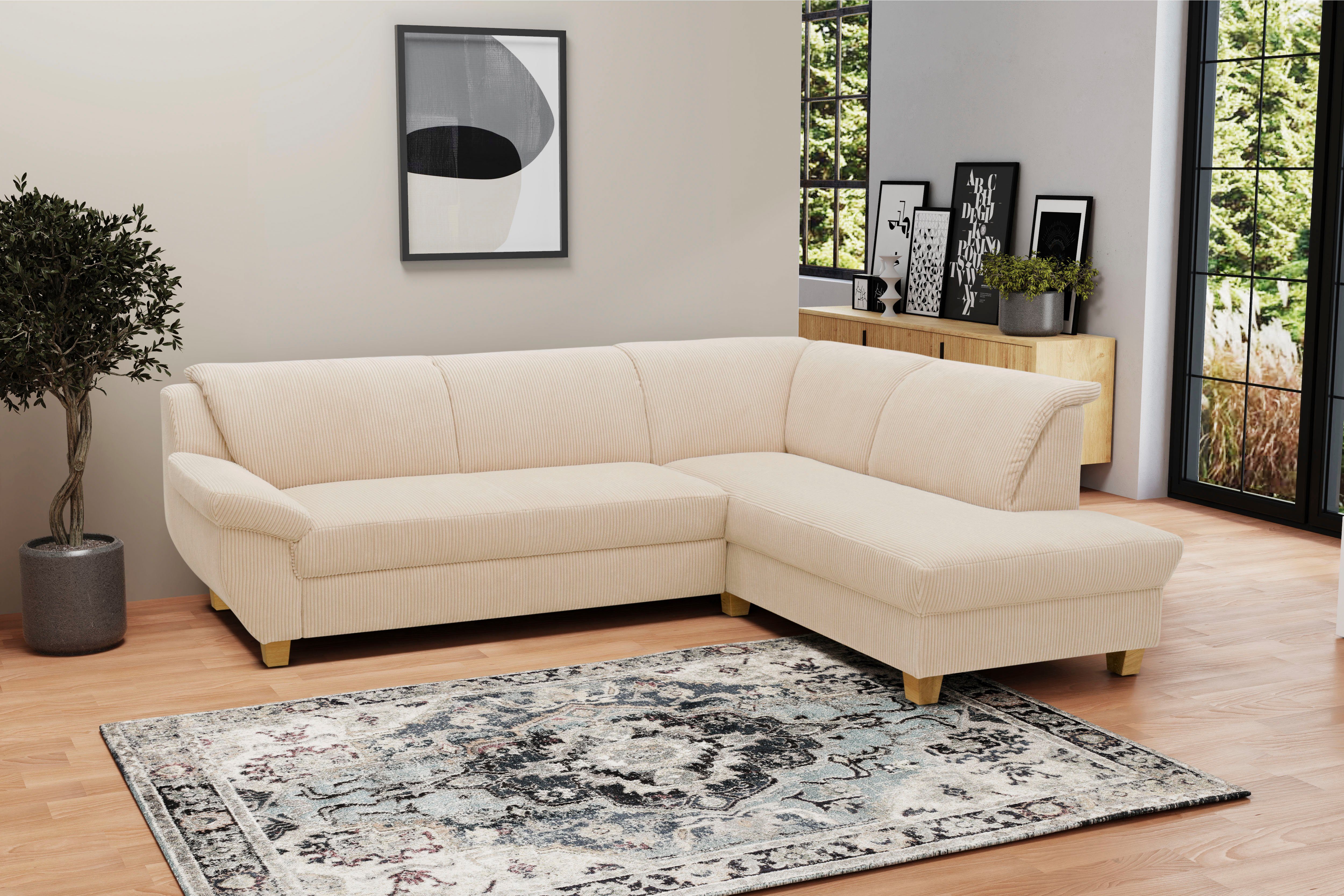 Home affaire Ecksofa Yesterday zeitlos und elegant, bequeme Armlehnen, L-Form, wahlweise mit Bettfunktion, auch in Cord