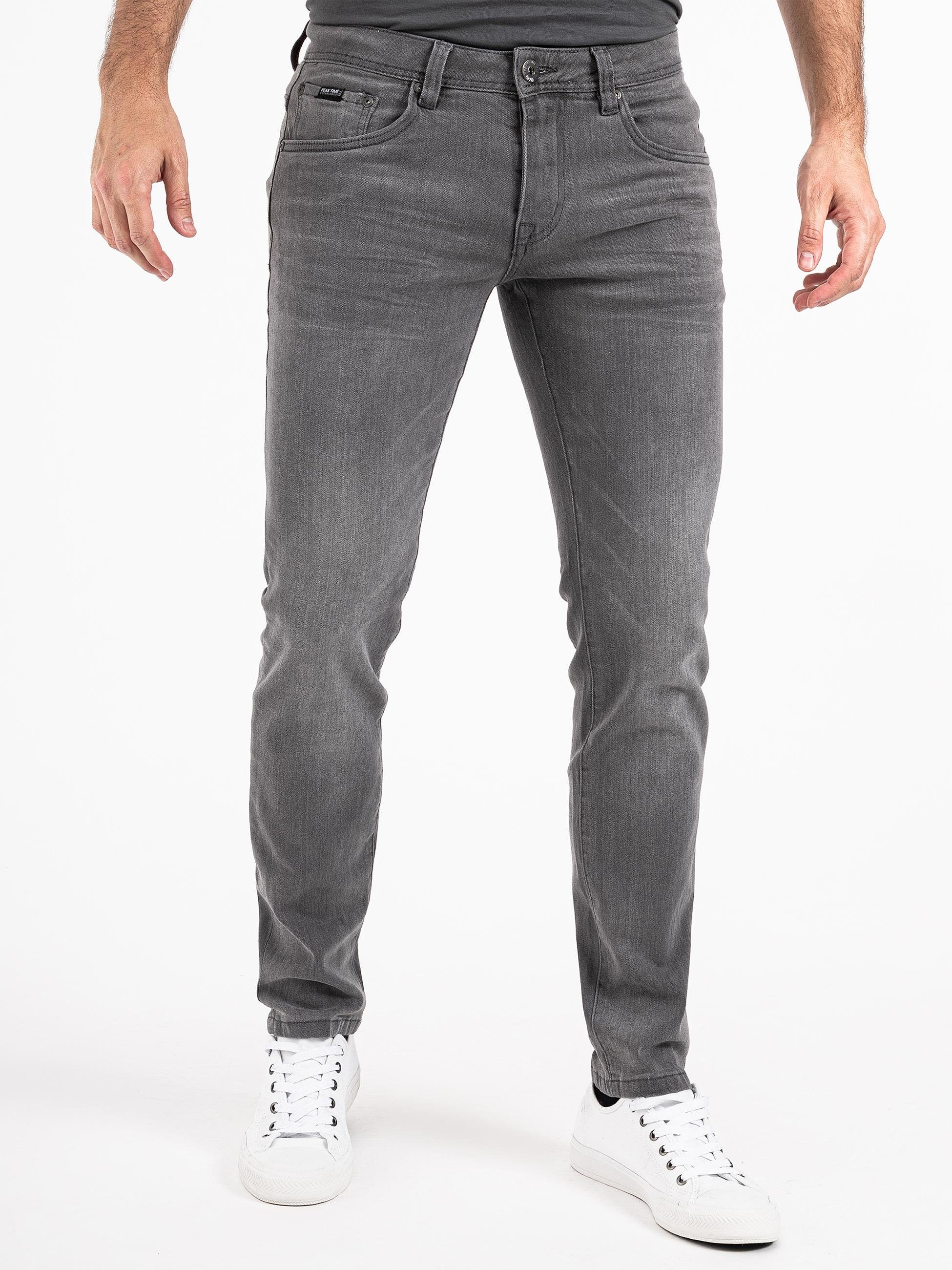 Jeans hellgrau PEAK mit TIME Herren hohem Stretch-Anteil Slim-fit-Jeans super Mailand