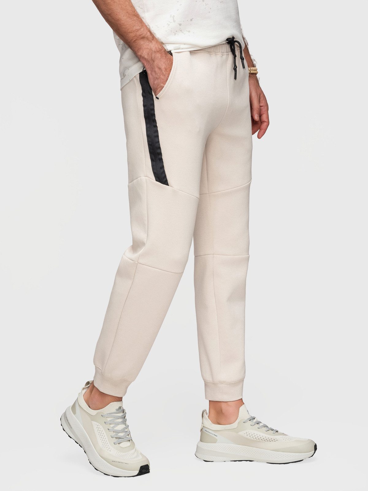 Sweathose Herren Jogginghose mit regulierbarem Bund Sand M
