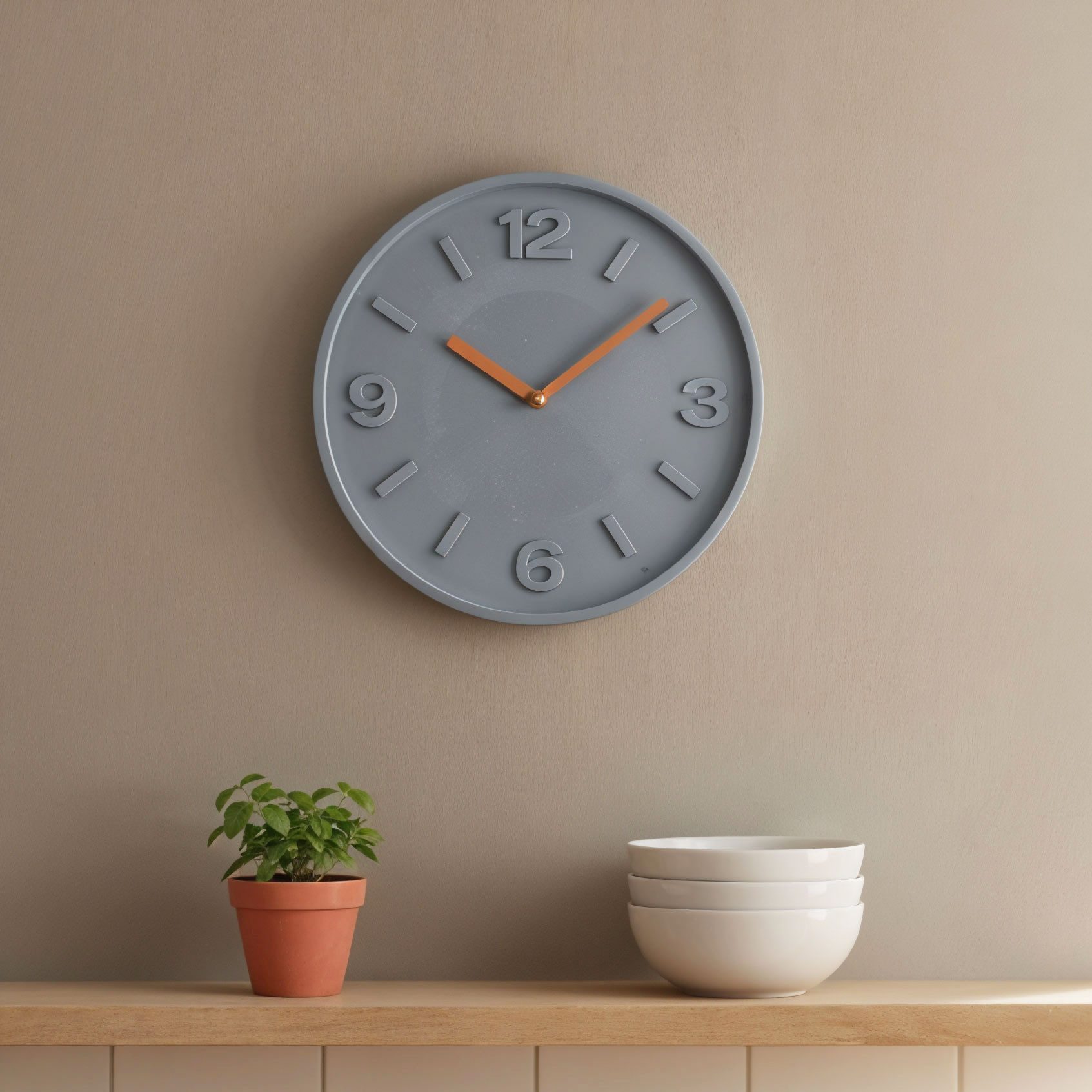 Levandeo® Wanduhr (Hochwertige Wanduhr Beton-Uhr 30cm Grau Kupfer Uhrzeit Wanddeko)