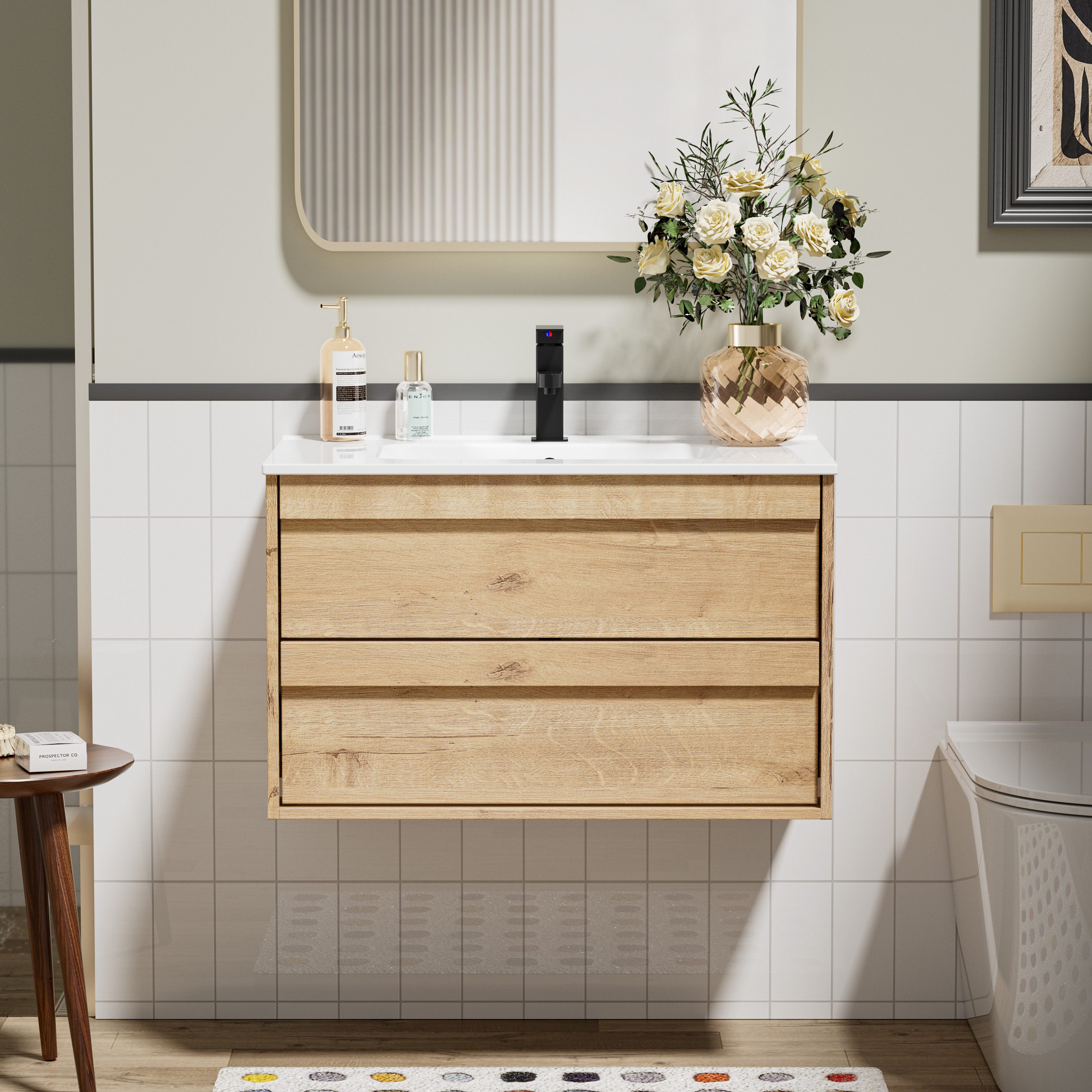 UEV Waschtisch mit Unterschrank, Waschbeckenunterschrank 60cm/75cm/90cm hän günstig online kaufen