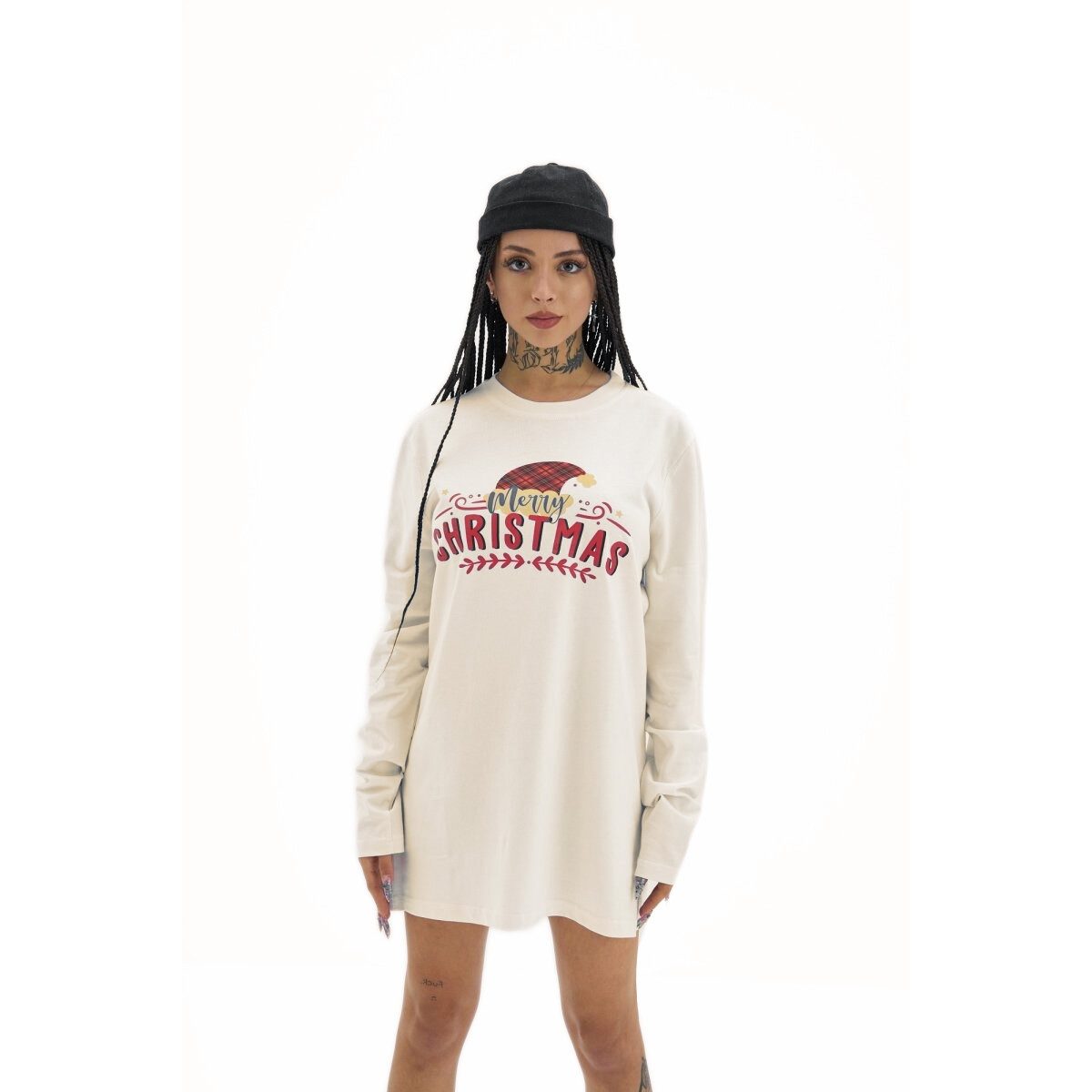 COFI Casuals Weihnachtssweatshirt Oversize Weihnachts-Sweatshirt in Creme - Unisex, 100% Baumwolle (1-tlg)