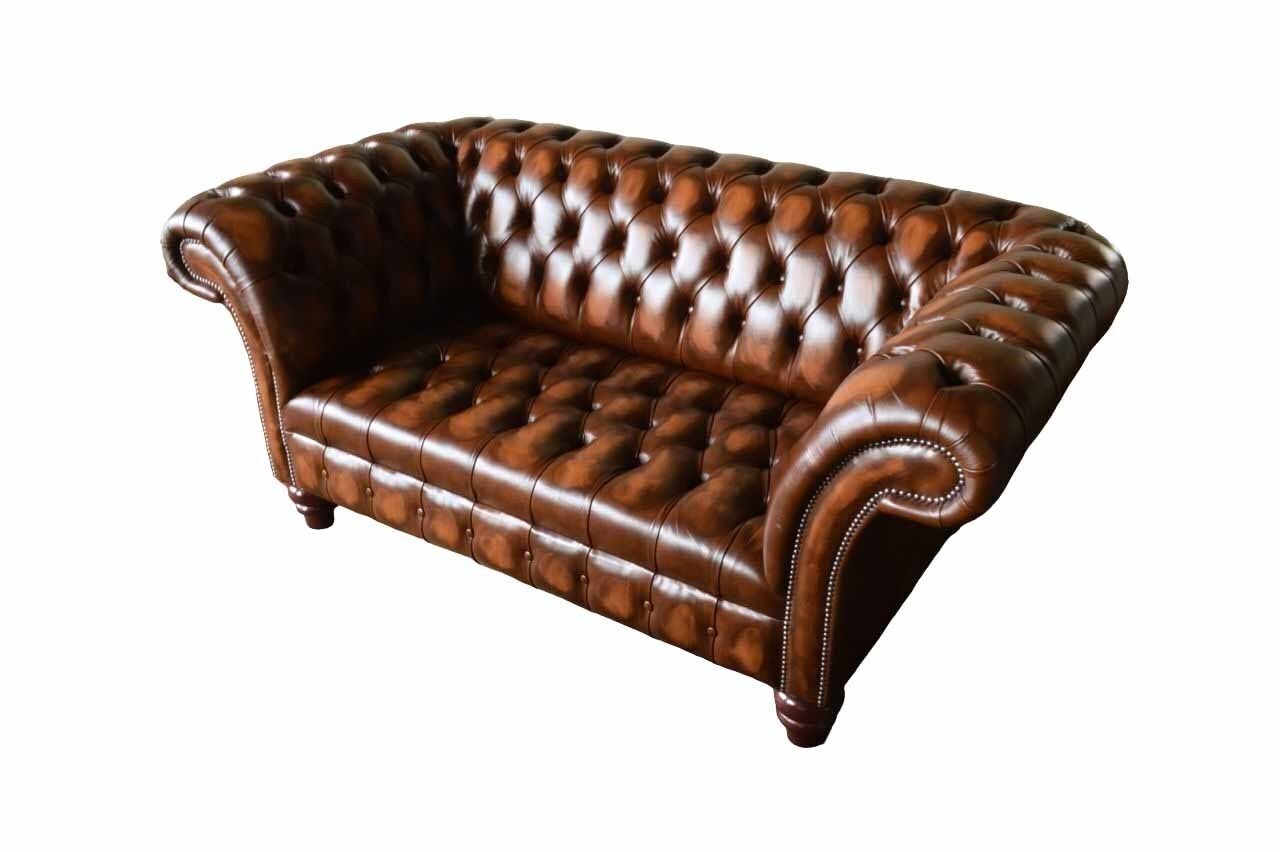 Couch Sofort 2-Sitzer Luxus Sofa Leder Sitzer Polster Chesterfield 100% 2 JVmoebel