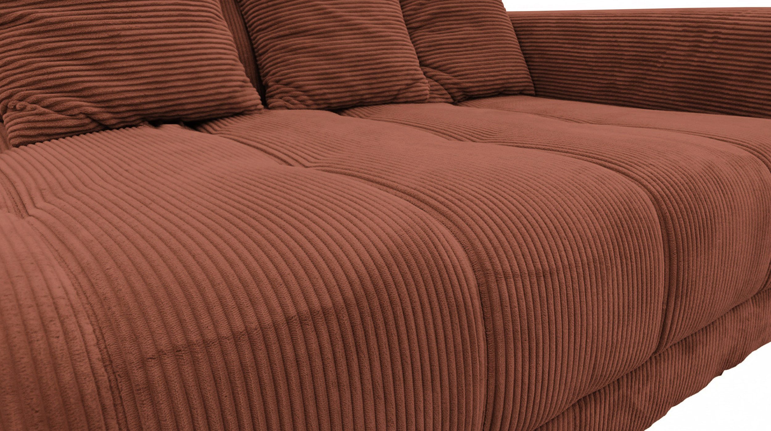 Massivart® Ecksofa Cord 300x215 cm / Nosagfederung / L-Form Cordsofa / ARTEMIS, inkl. Kissen-Set · frei im Raum stellbar – Bild 5 von 5