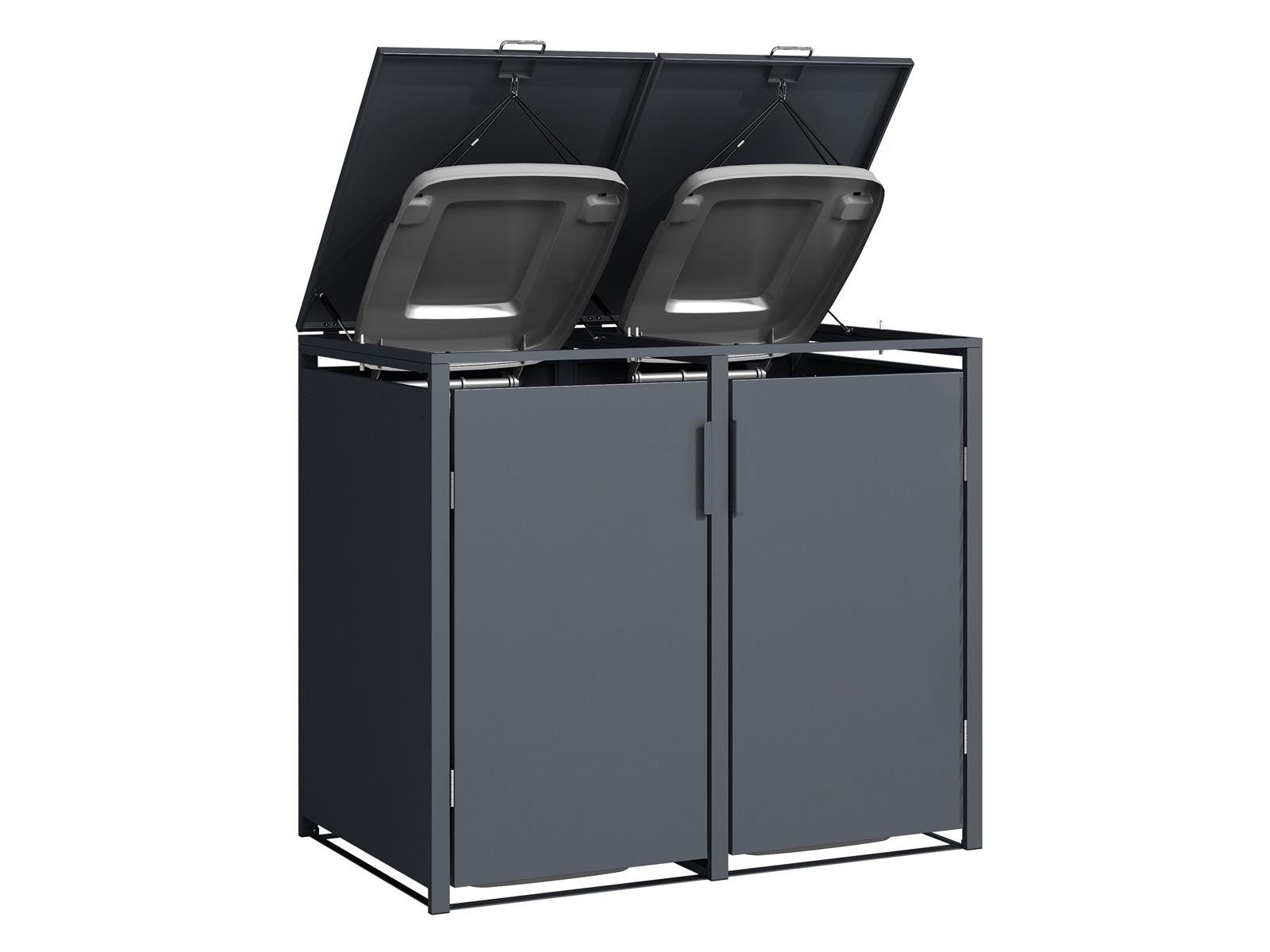 Green Spirit Mülltonnenbox 2er Mülltonnenbox, 132x80x116cm, Stahl, anthrazit (Set, 1 St., für 2 Mülltonnen), Mülltonnen