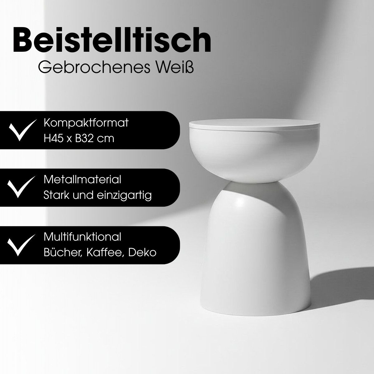 Mica Decorations Beistelltisch Mica Decorations Elliot Beistelltisch – 45x32 cm Off-White