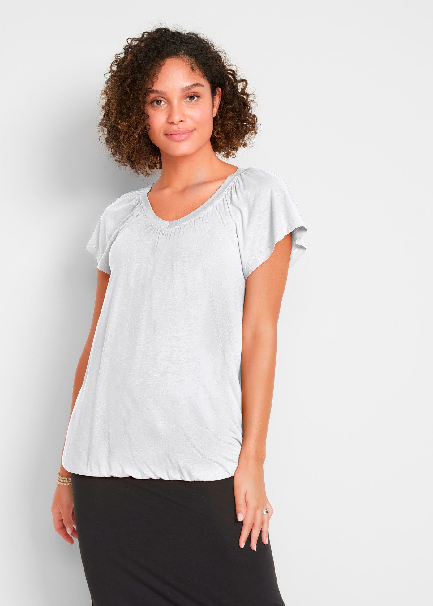 bonprix T-Shirt Ballonform, mit kurzen Flügelärmeln, mit Gummibund am Saum günstig online kaufen