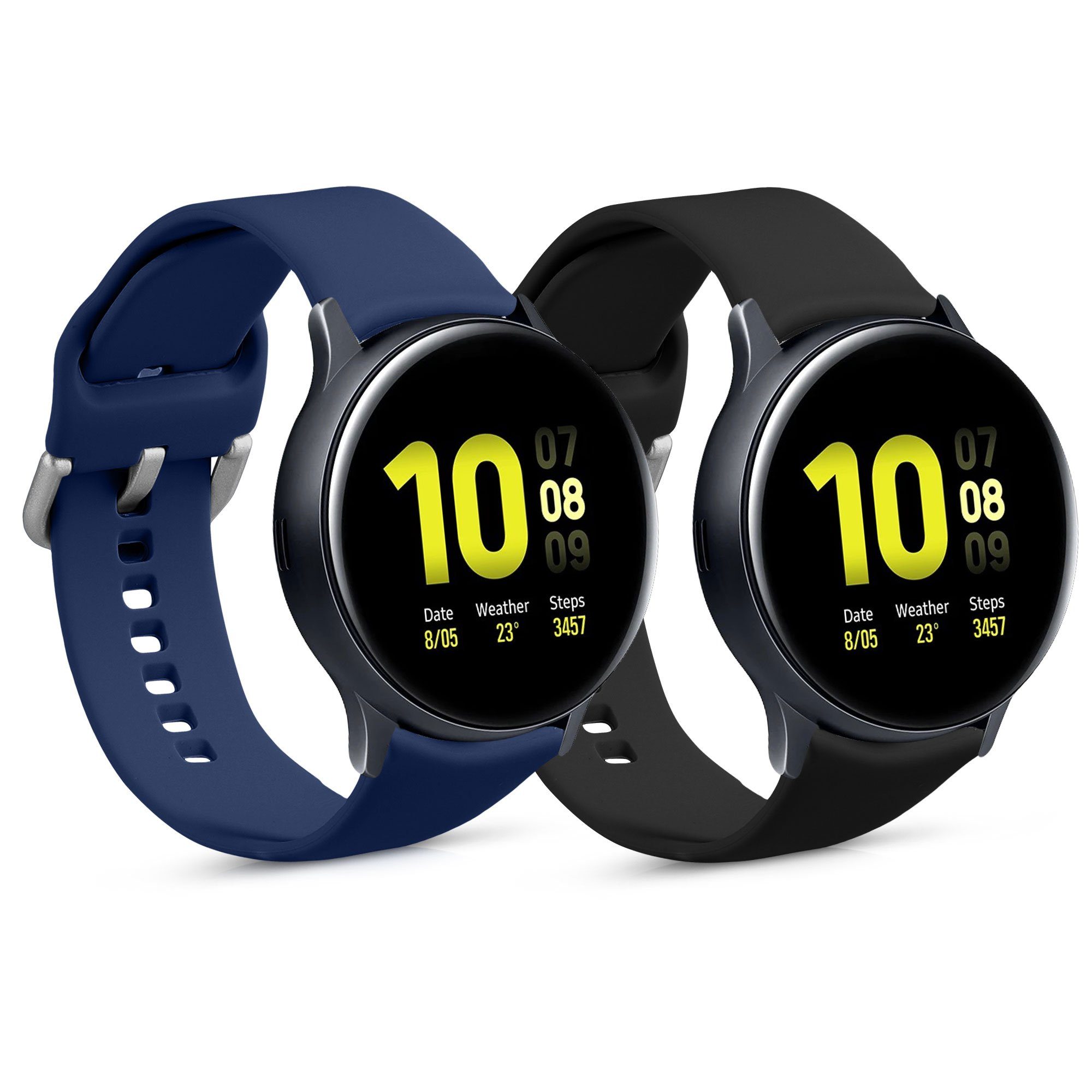 kwmobile 2x Uhrenarmband für Samsung Galaxy Active 2 / Watch 4 / 5 / 6 Galaxy Smartwatch, 2-tlg., Fitnesstracker Band Set aus TPU Silikon - Ersatzarmband Smartwatch