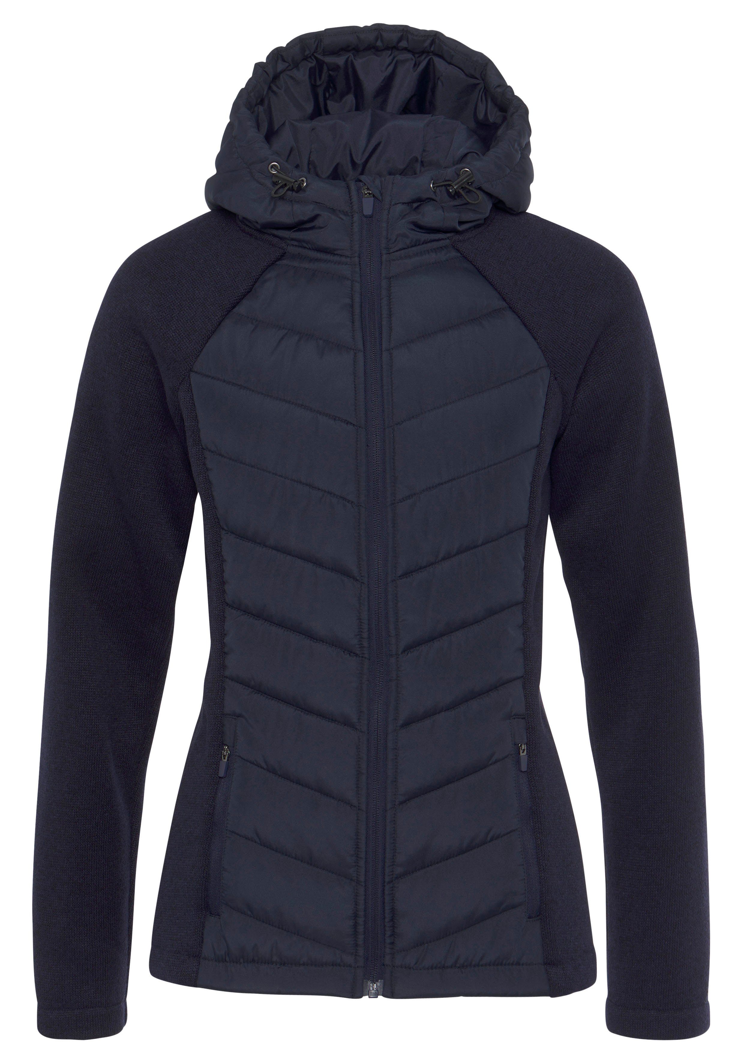 mit Vivance Strickfleece-Ärmeln Steppjacke navy