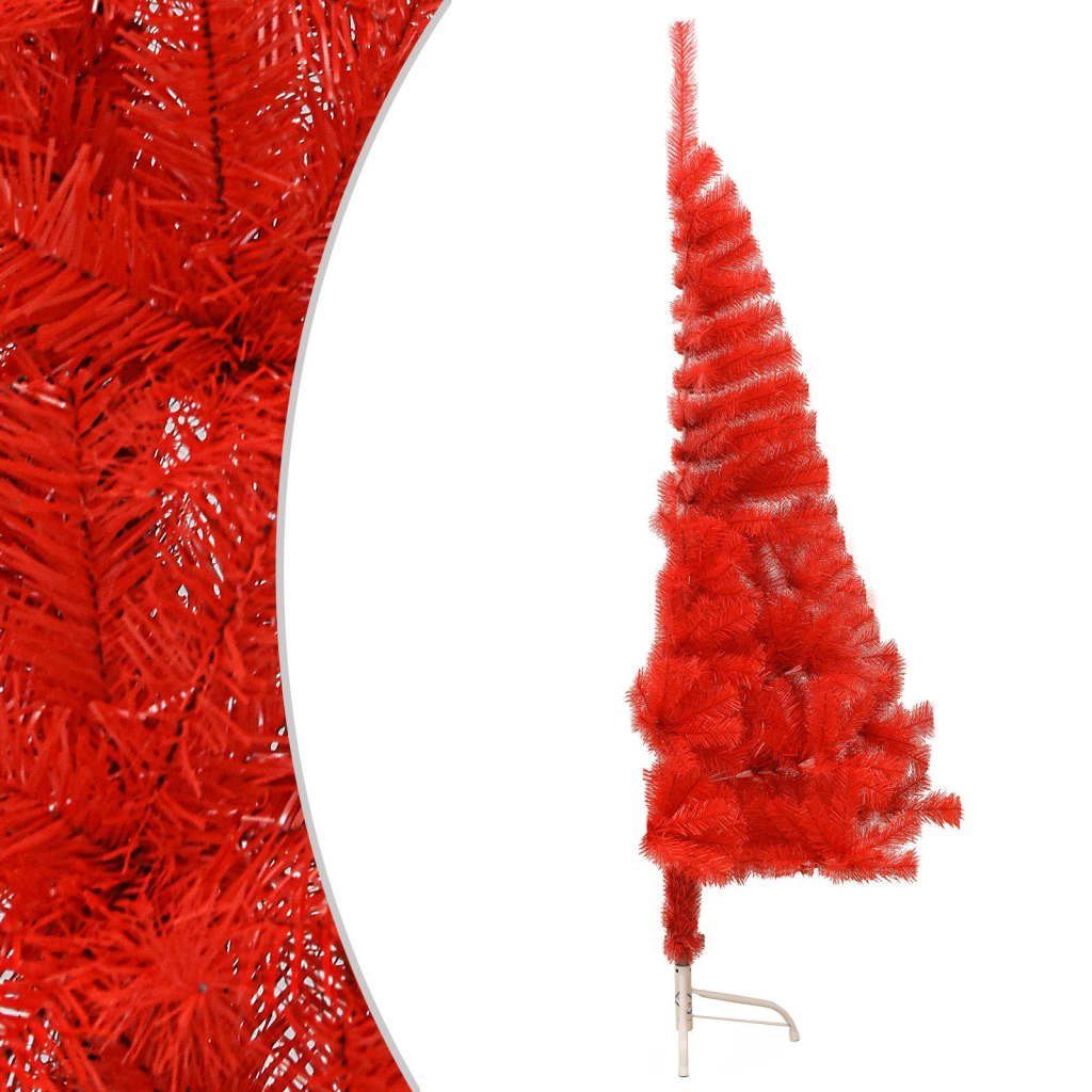 vidaXL Künstlicher Weihnachtsbaum Halb-Weihnachtsbaum Rot mit Ständer 120 Künstlicher cm PVC