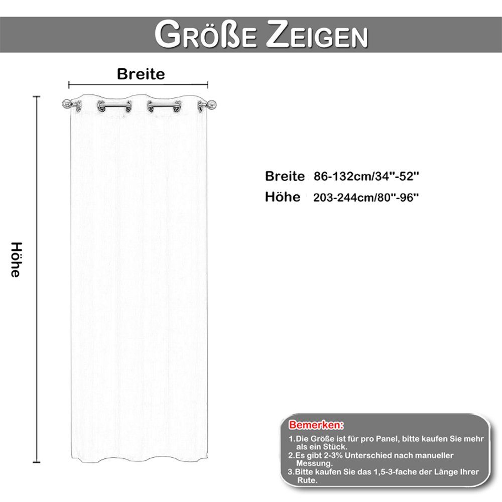 Gardinen ösen Größen, beige 3 Verdunkelungsvorhang Vorhang Farben, Thermo Blickdicht BTTO, 6 132x203cm/132x244cmThermovorhang Türvorhang