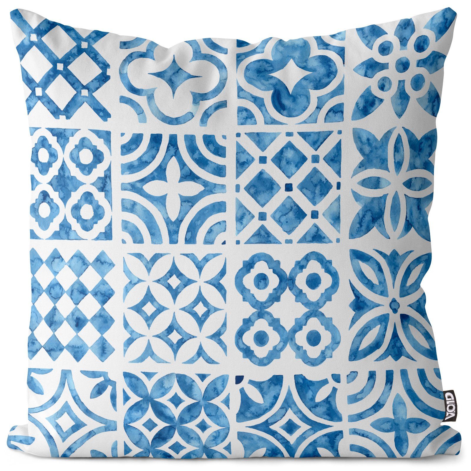 Kissenbezug, VOID (1 Stück), Blau Patchwork Bad Weiss Wellness Fliesen Baden Türkei Orient Sofa-Kissen Sauna Porzellan Muster gemustert Keramik Blumen