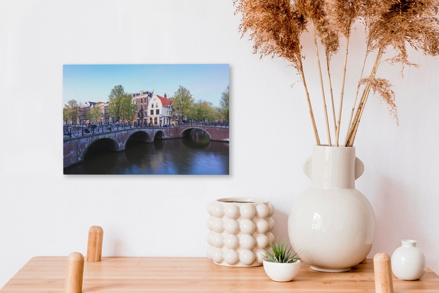 Die Wanddeko, Aufhängefertig, cm (1 Leinwandbild in Wandbild St), unter Amsterdam 30x20 Keizersgracht Leinwandbilder, blauem Himmel, OneMillionCanvasses®