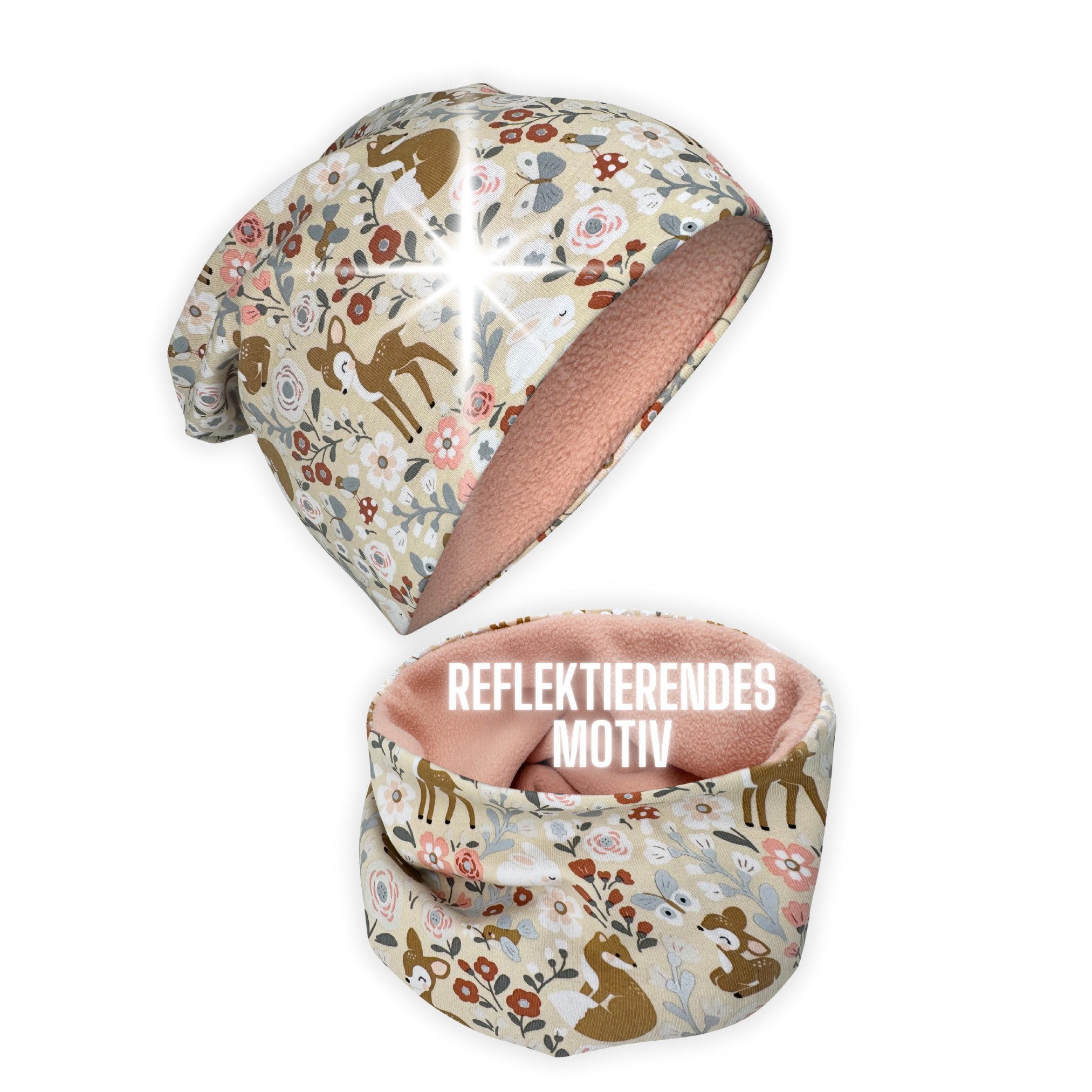 HECKBO Beanie 360° Reflektor Kinder Beanie Mütze & Loop Schal Set